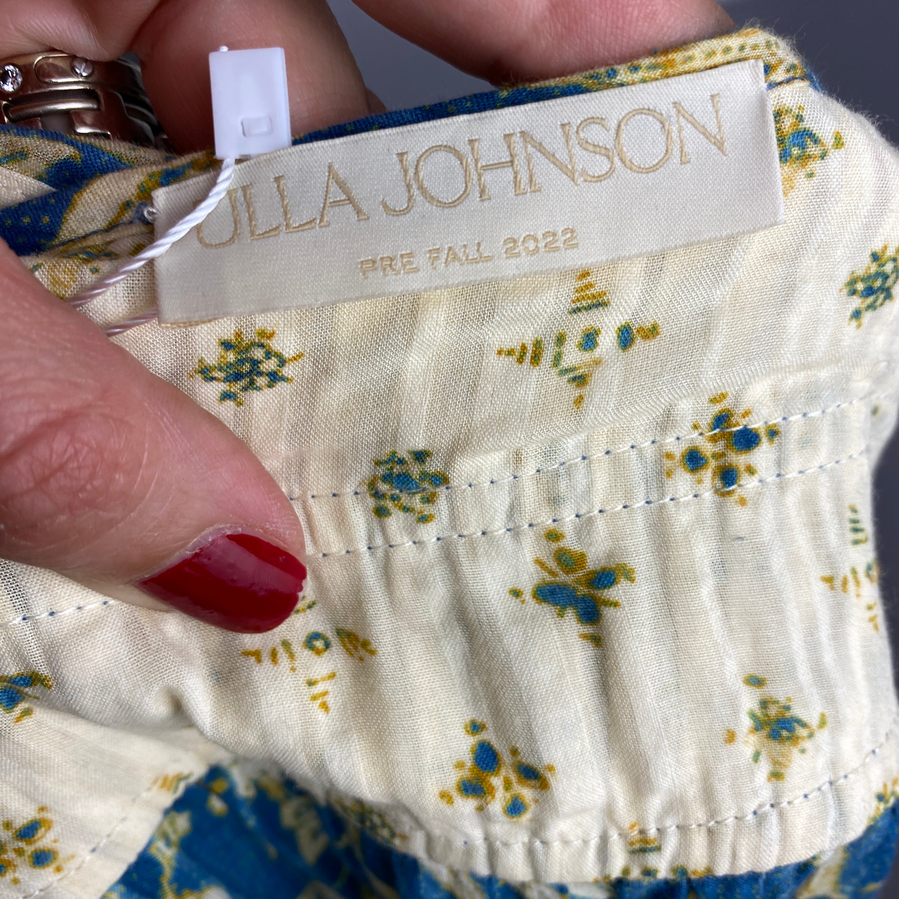 Ulla Johnson £510 Buttermilk & Blue Floral Print Belted Dress XS