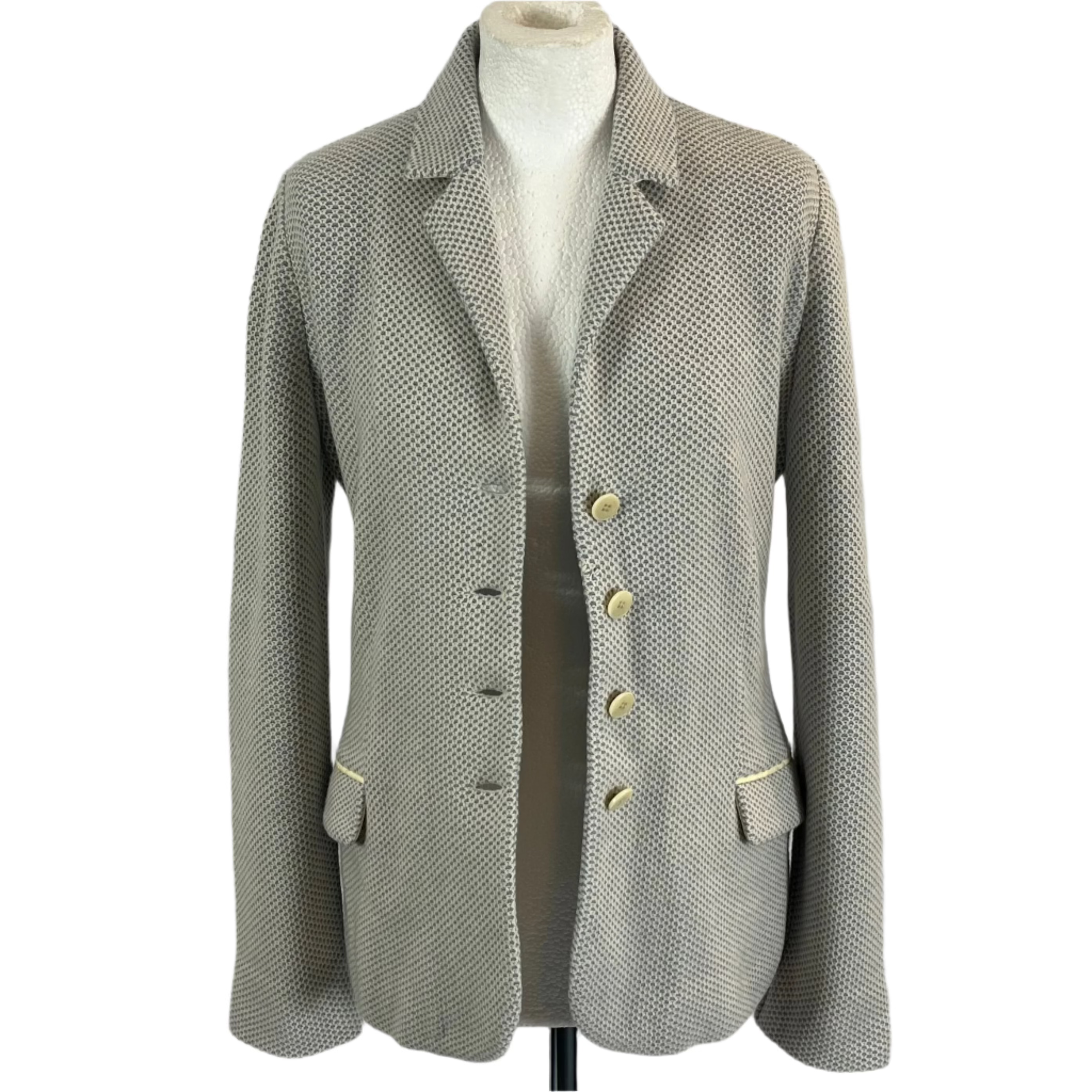 Loro Piana Pale Blue & Ecru Knit Baby Cashmere Jacket S