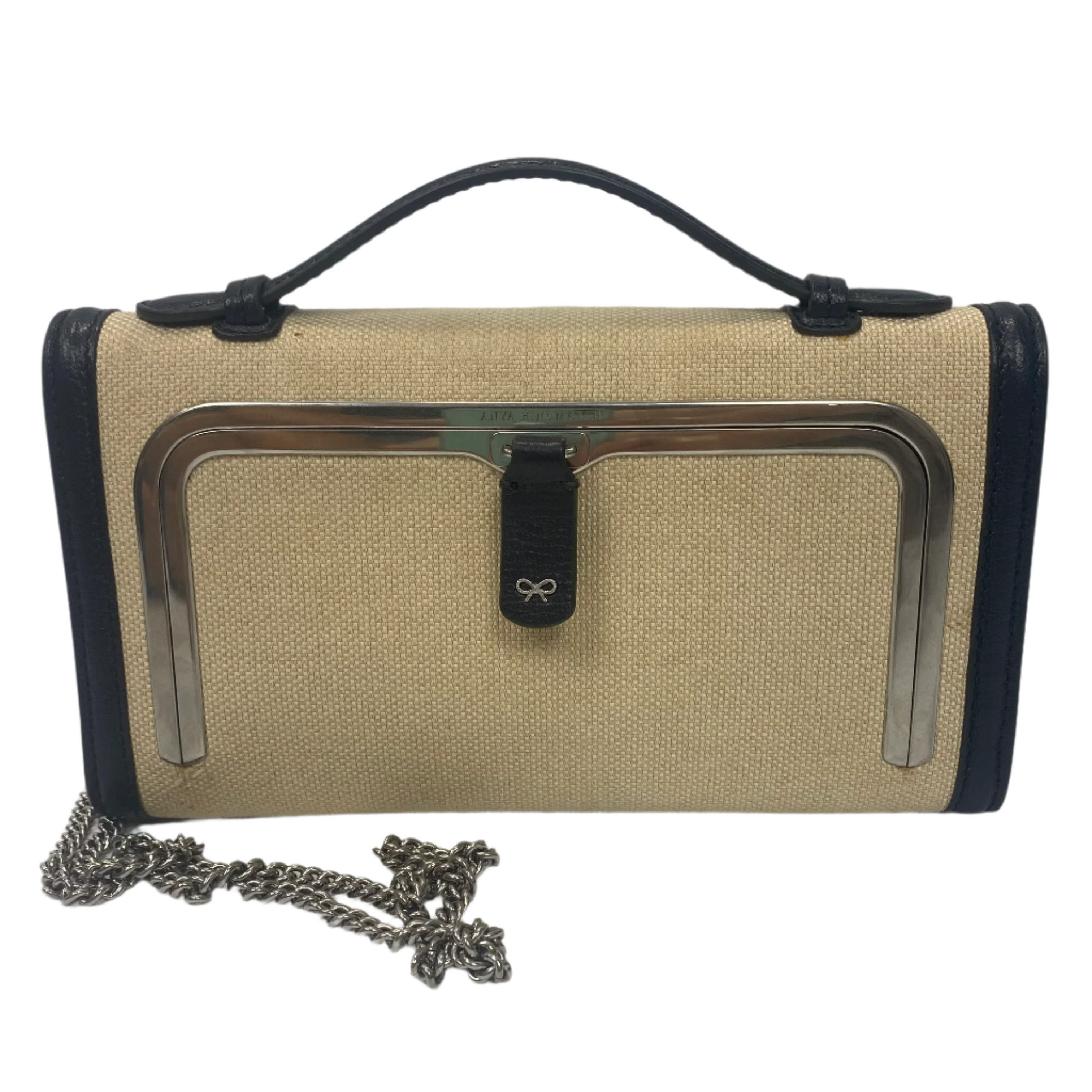Anya Hindmarch Navy & Cream Postbox Clutch/Shoulder Bag