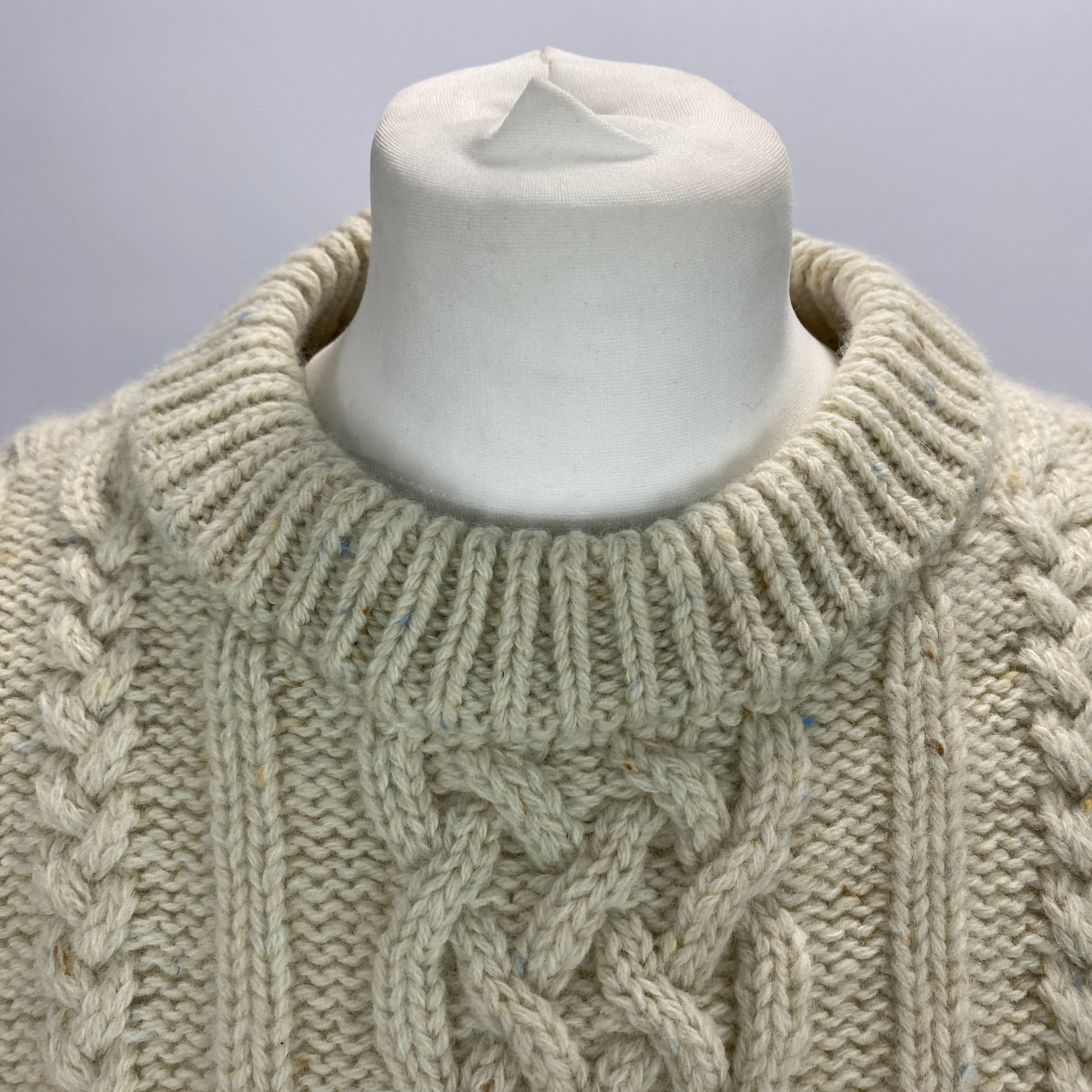 Clóimh New £170 Ecru Wool Aran Knit Vest OS