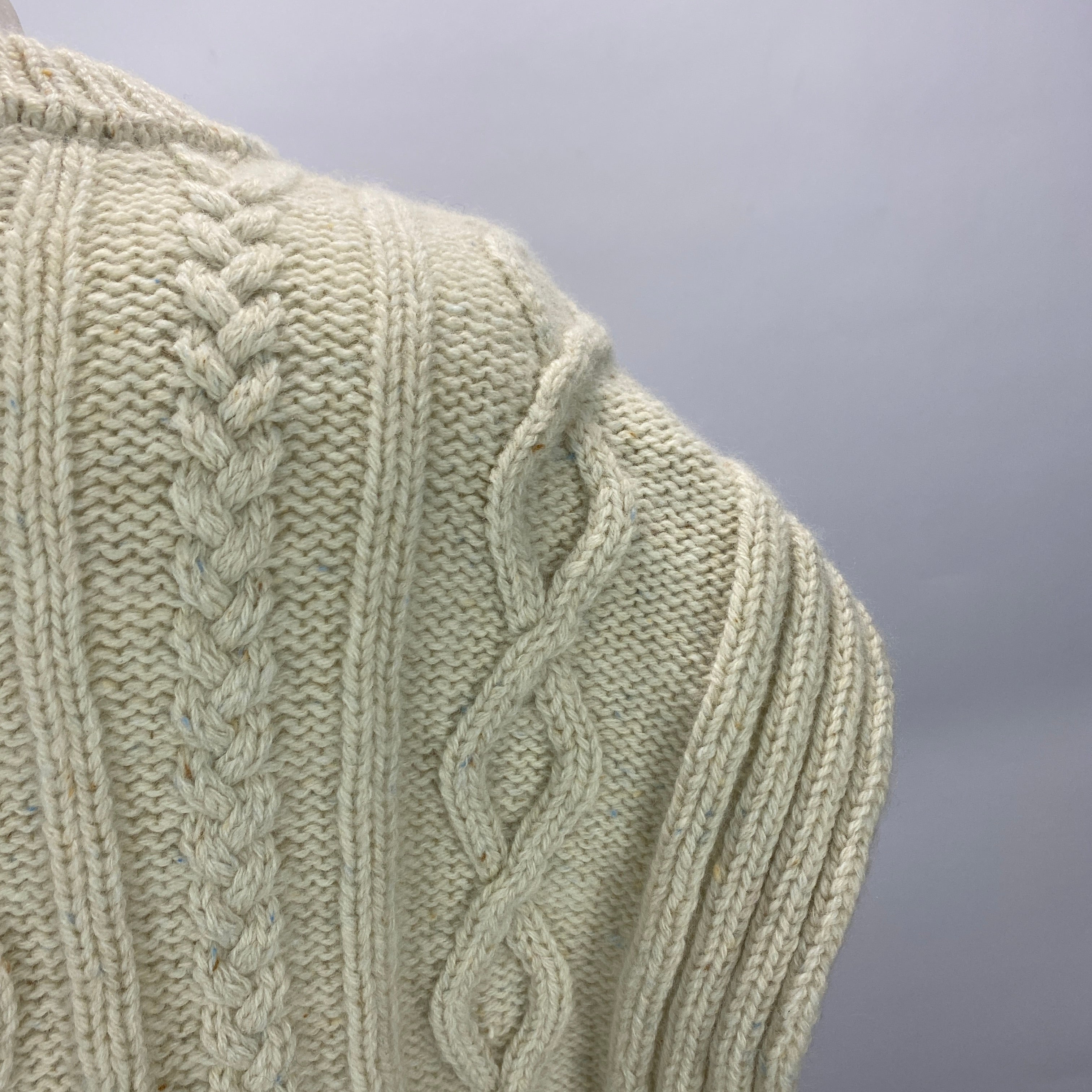 Clóimh New £170 Ecru Wool Aran Knit Vest OS