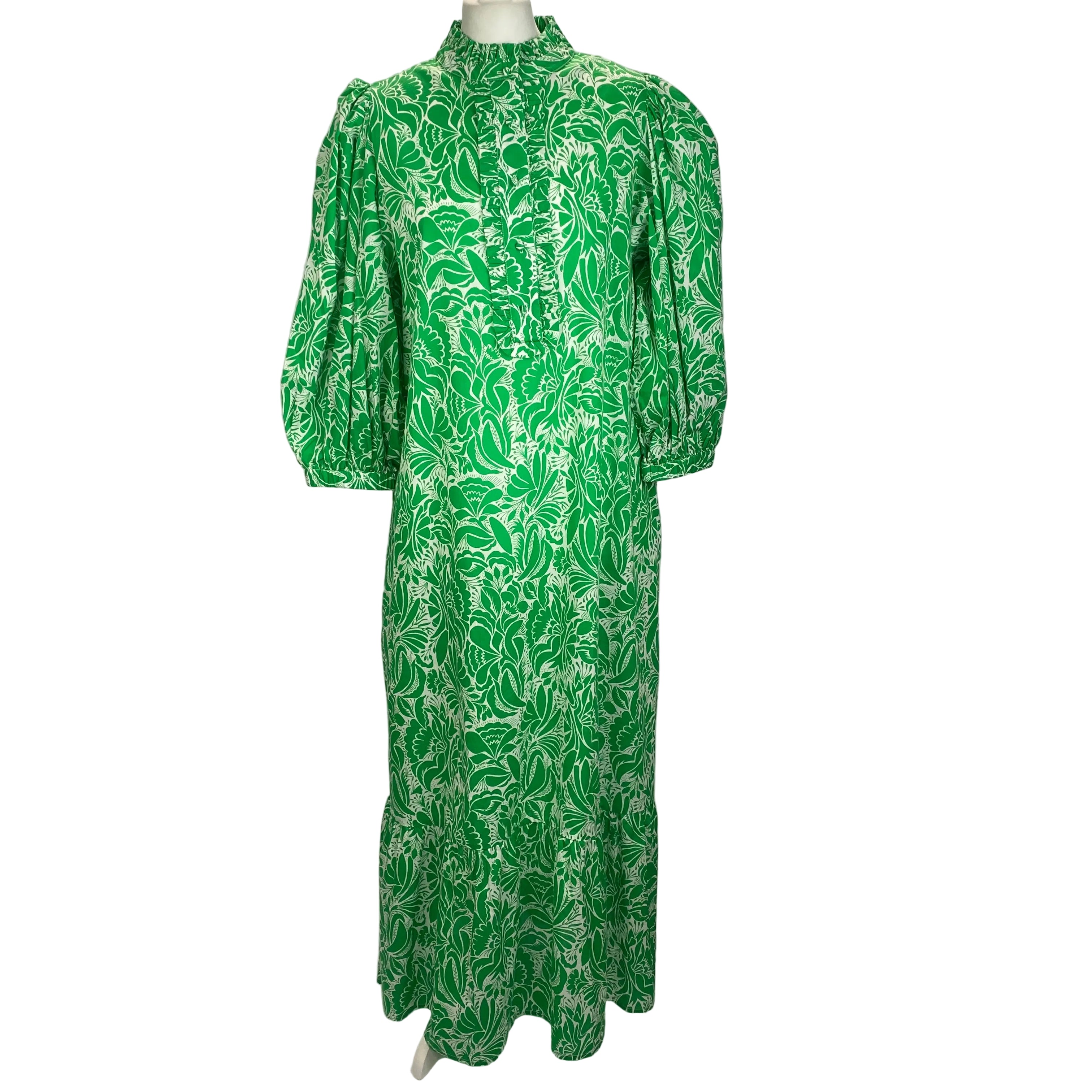 Dea Kudibal £389 Emerald Print Cotton Maxi Dress L