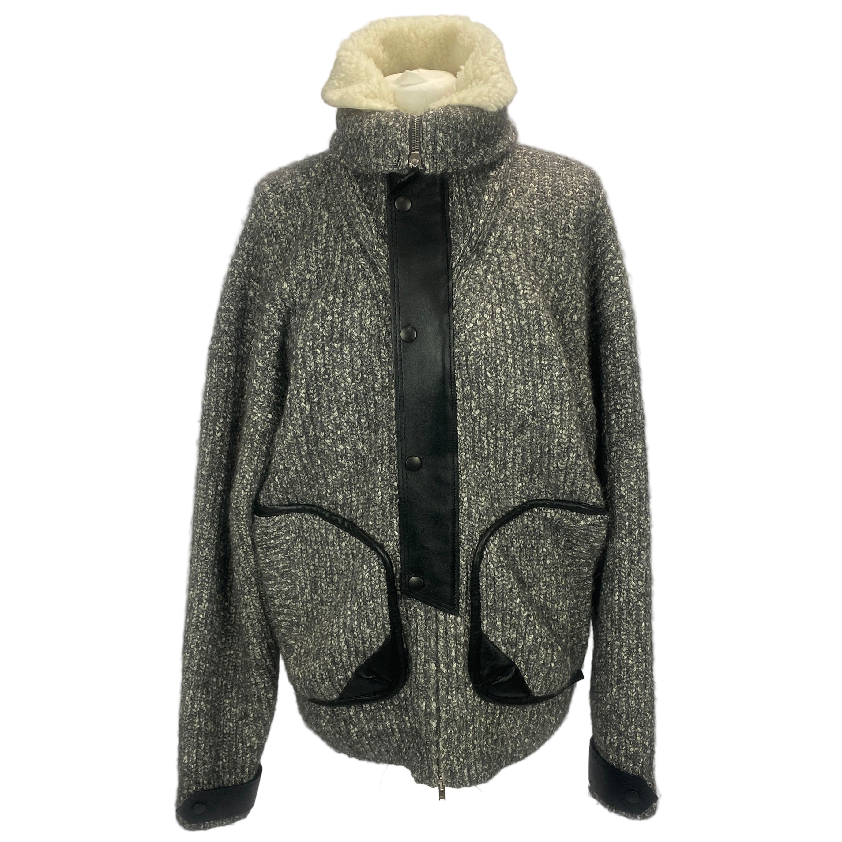 Isabel Marant Monochrome Lindley Leather Trimmed Knit Jacket M/L