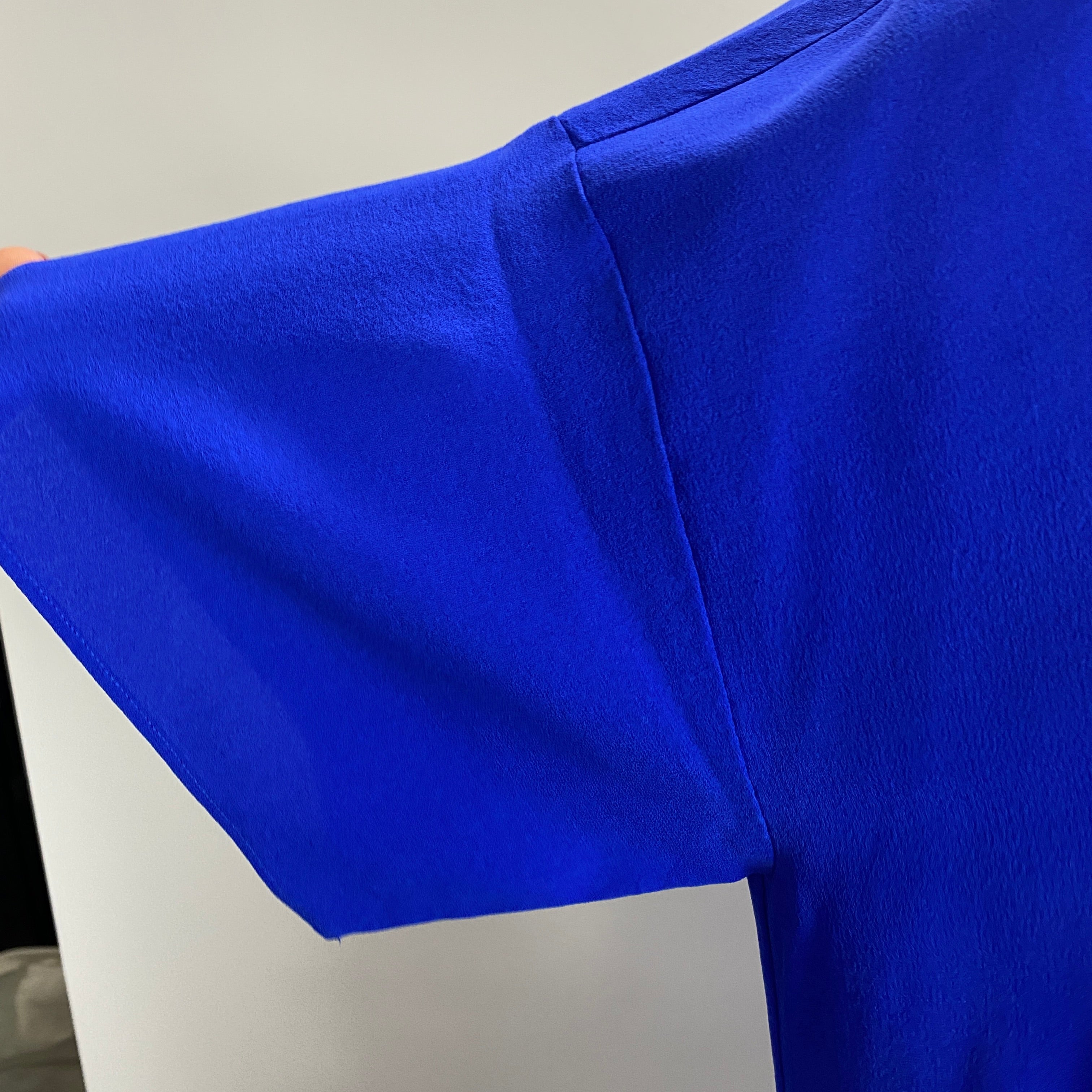 Eileen Fisher Cobalt Silk Georgette Shirtdress L