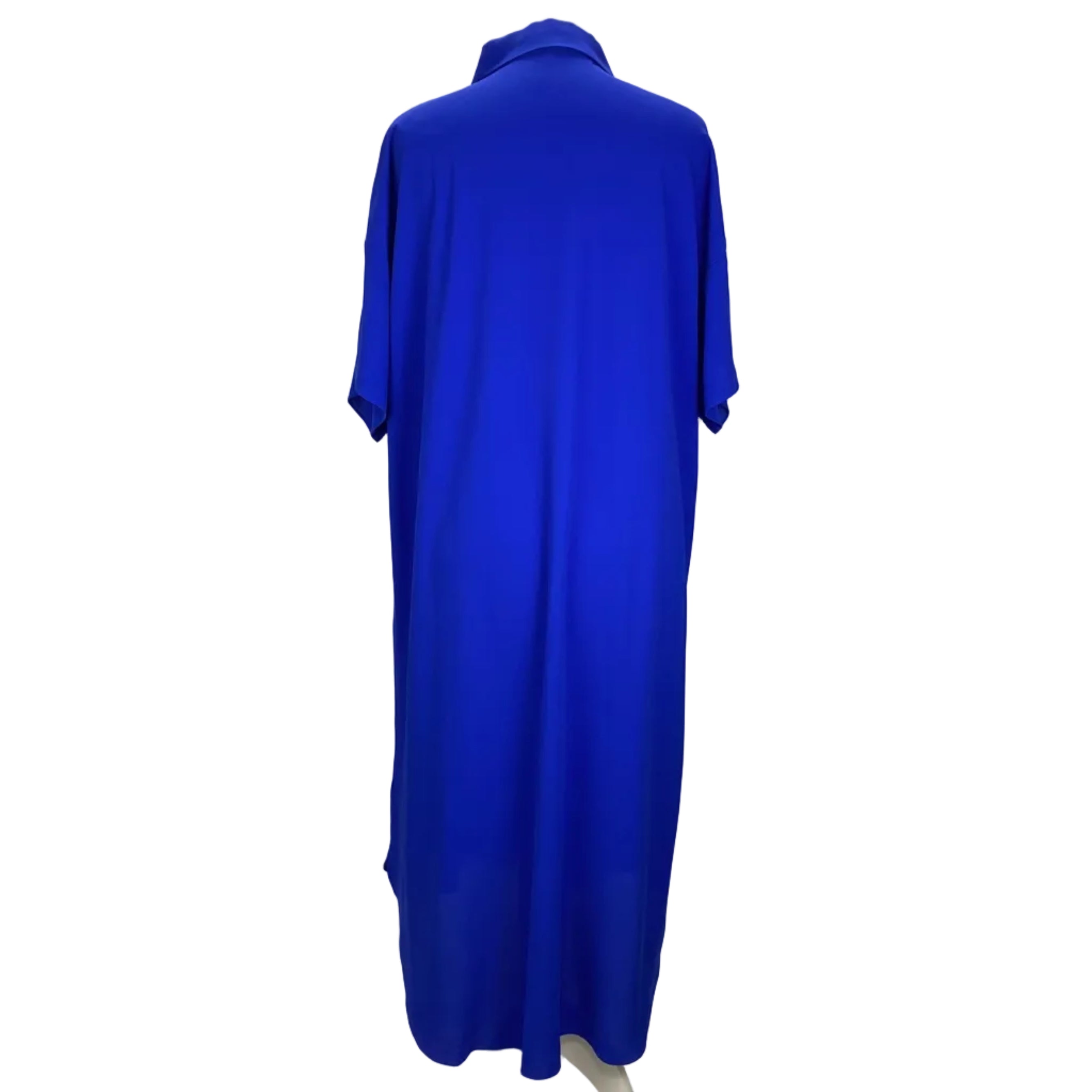 Eileen Fisher Cobalt Silk Georgette Shirtdress L