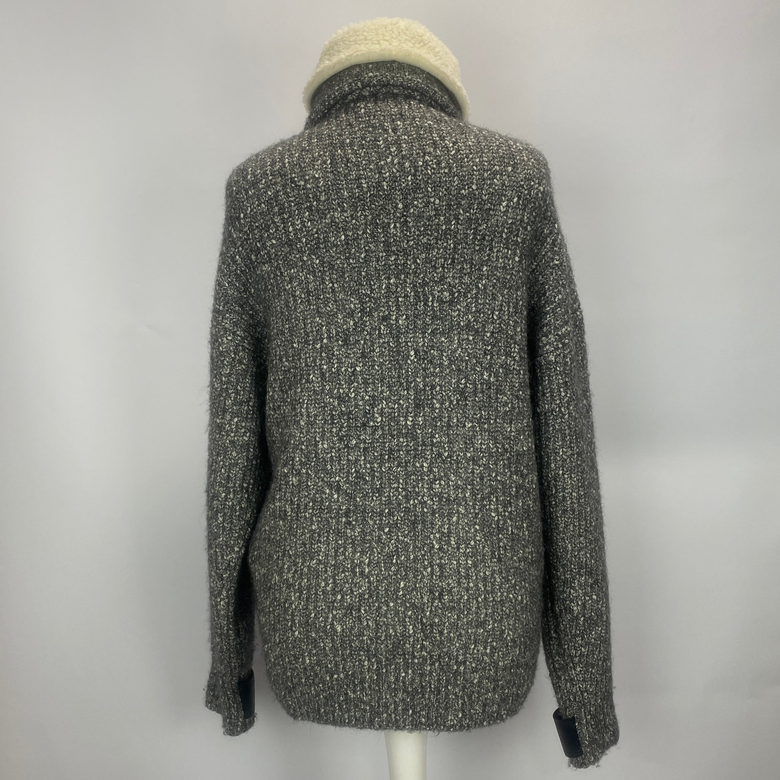 Isabel Marant Monochrome Lindley Leather Trimmed Knit Jacket M/L