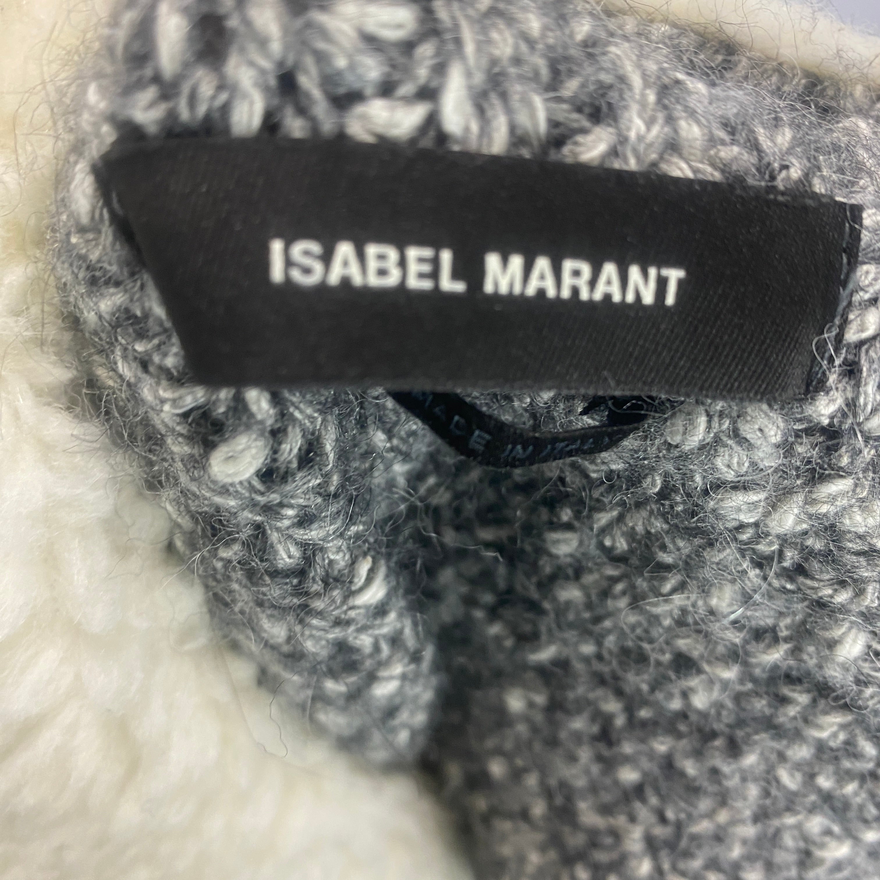Isabel Marant Monochrome Lindley Leather Trimmed Knit Jacket M/L