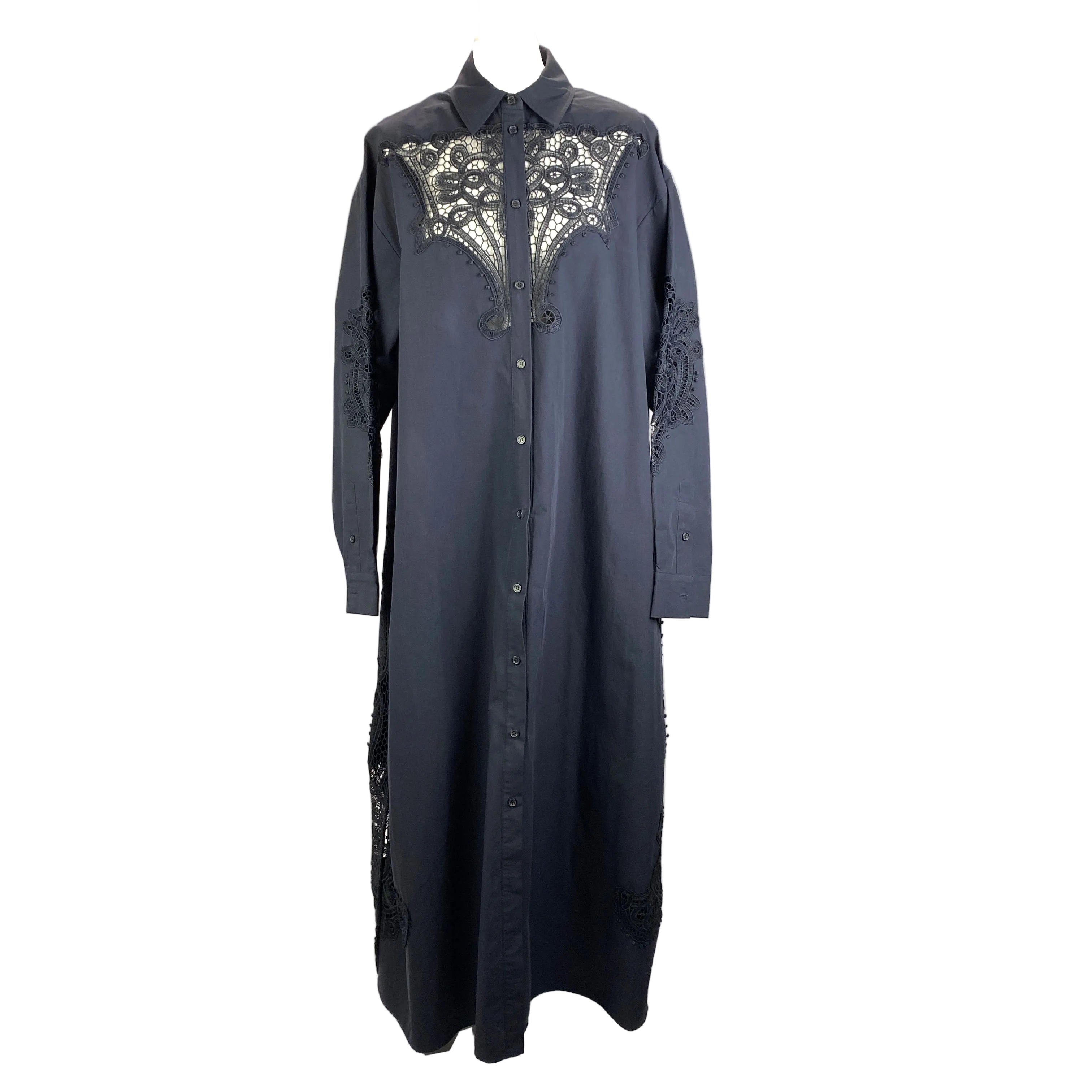 Essentiel Antwerp New £265 Navy Cotton & Lace Maxi Dress M/L/XL