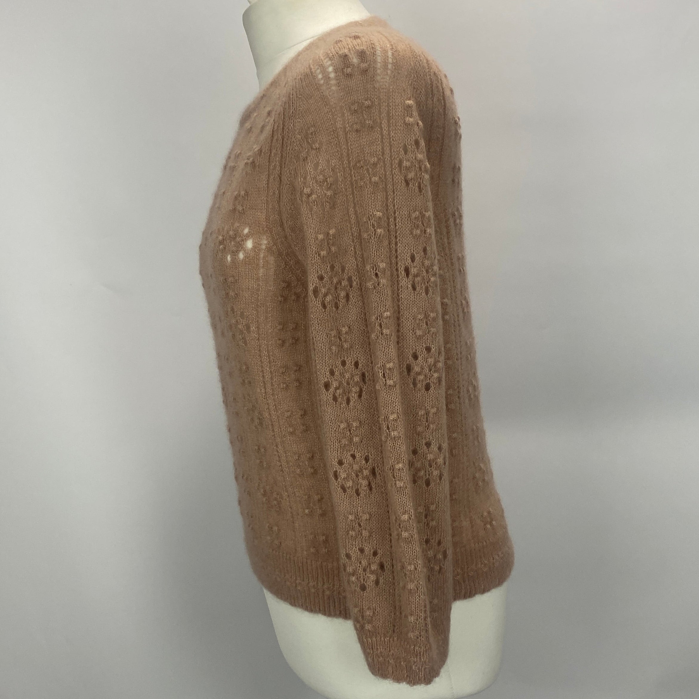 Doen New £311 Powder Pink Alpaca Lace Knit Sweater M