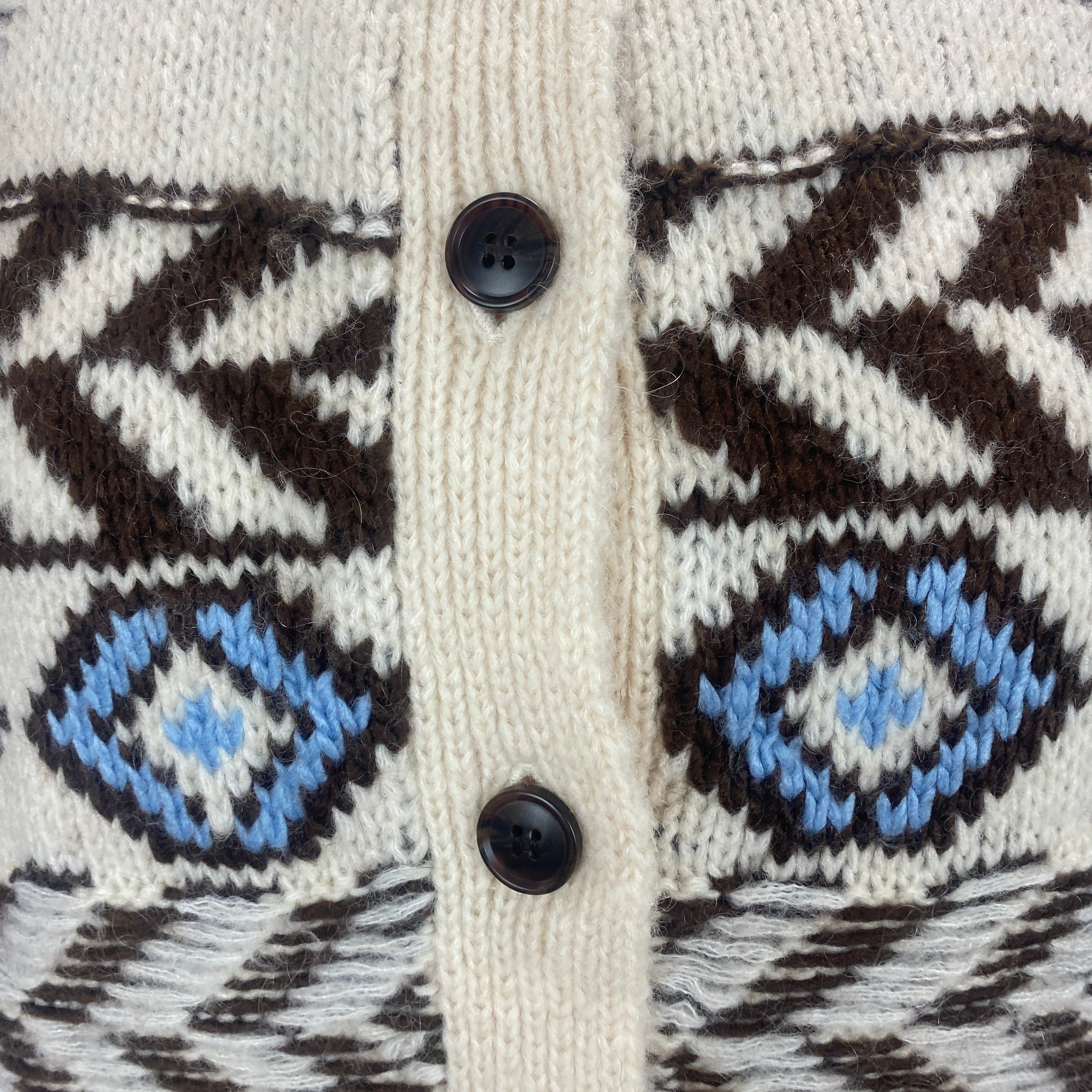 Le Jean New £192 Ecru & Brown Fairisle Knit Vest M/L/XL