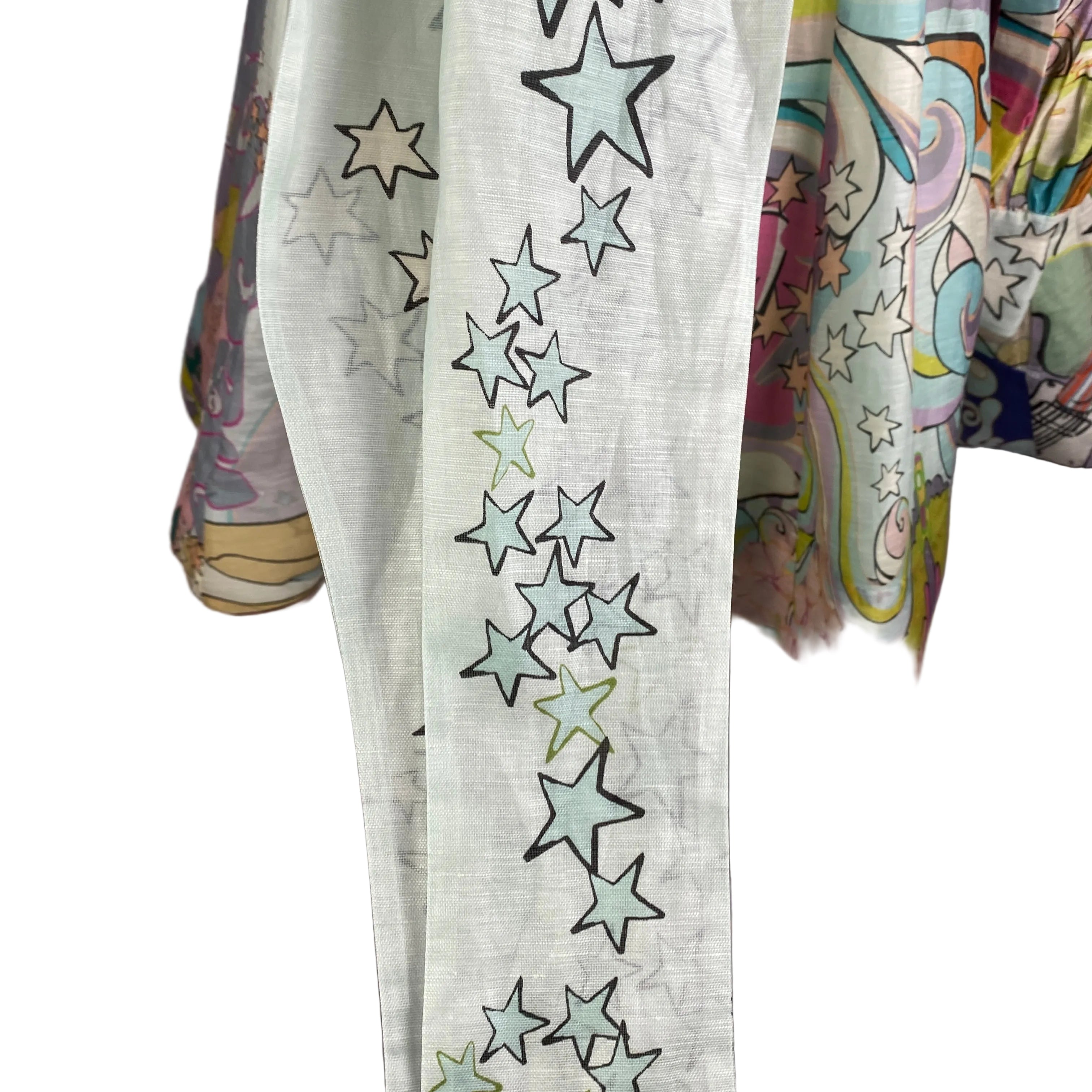 Zimmerman New Mint Linen Organza Print Midi Dress XS