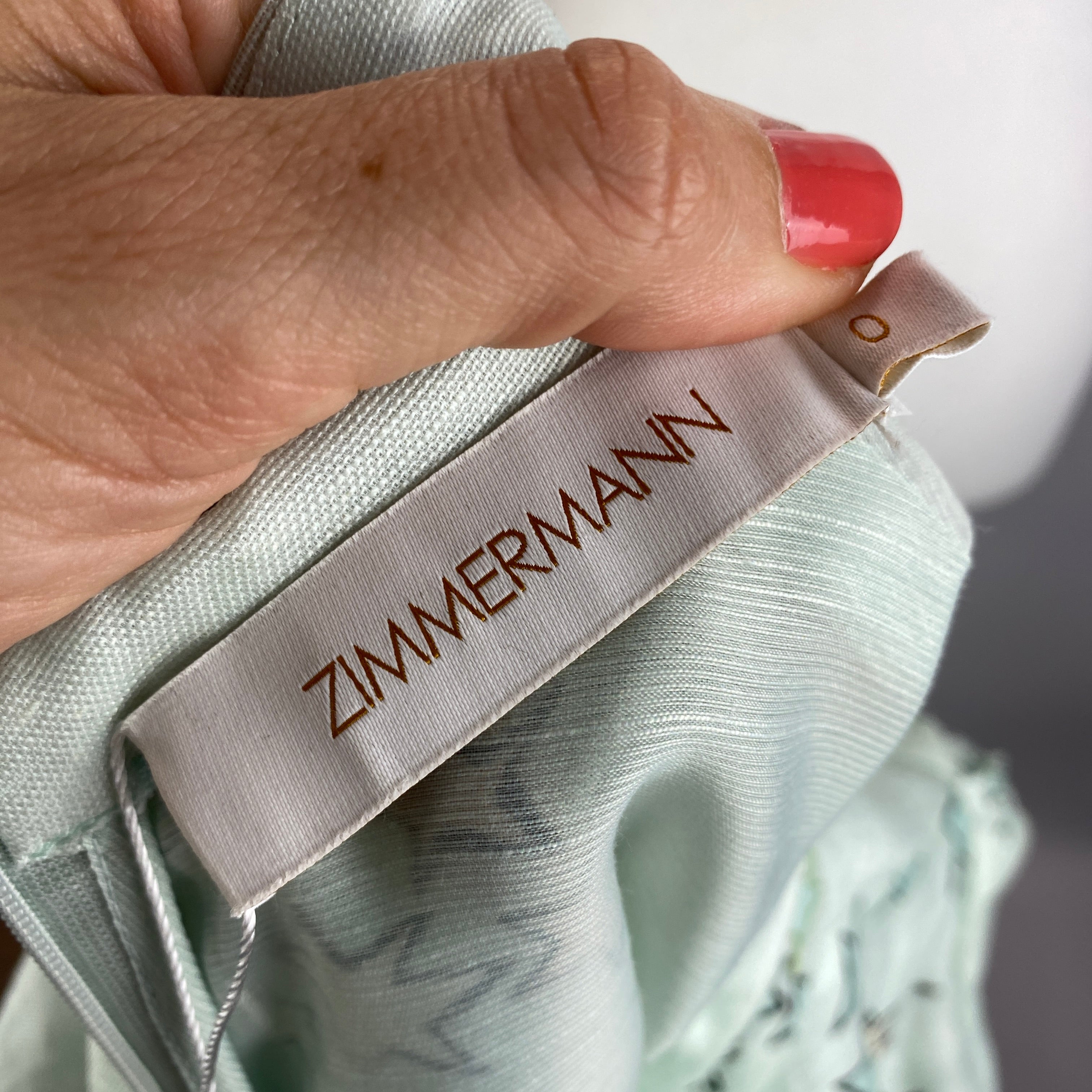 Zimmerman New Mint Linen Organza Print Midi Dress XS