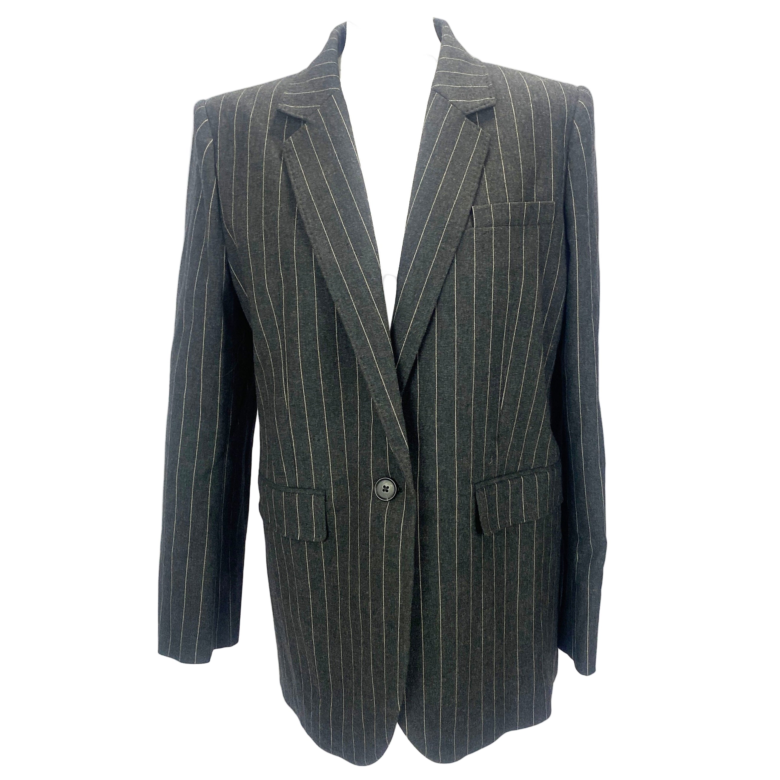 Me&Em New £350 Grey Pinstripe Sharp Shoulder Blazer M
