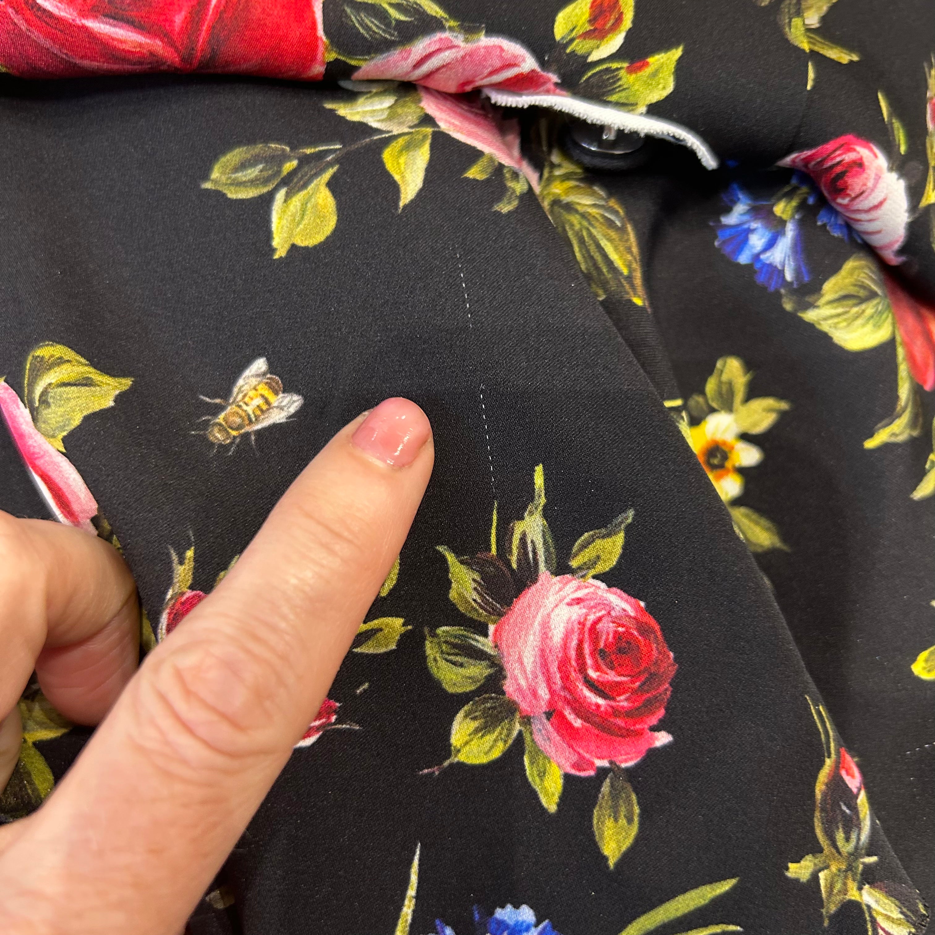 Dolce & Gabbana Black Rose Print Stretch Silk Dress S