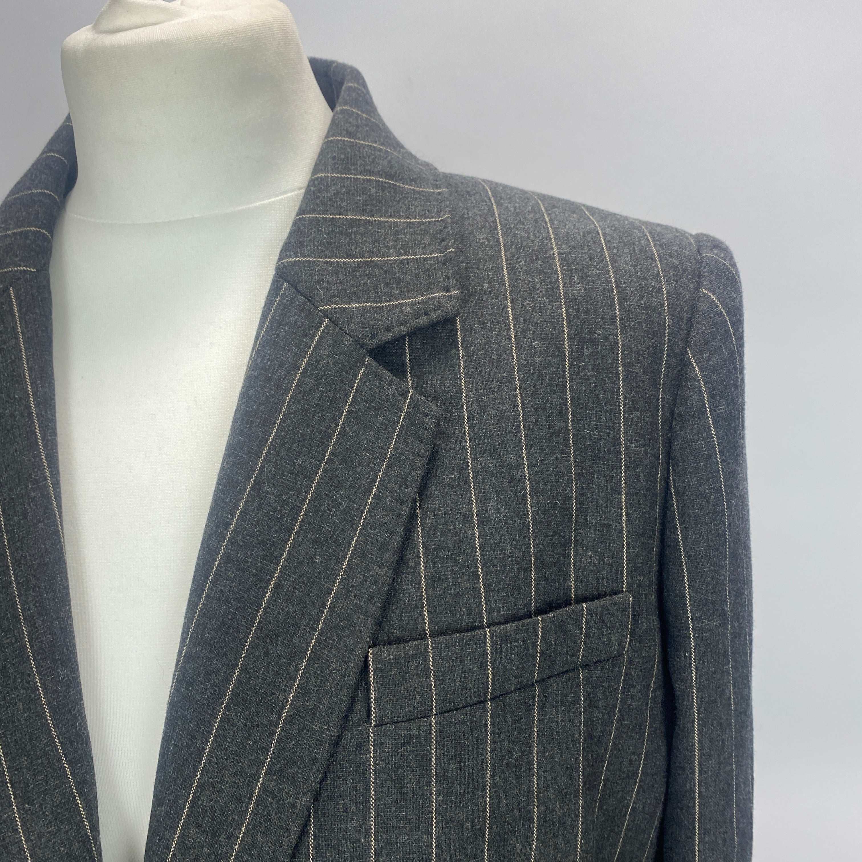 Me&Em New £350 Grey Pinstripe Sharp Shoulder Blazer M
