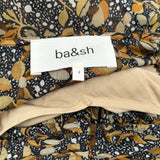 Ba&Sh Black & Tan Leaf Print Chiffon Maxi Dress S