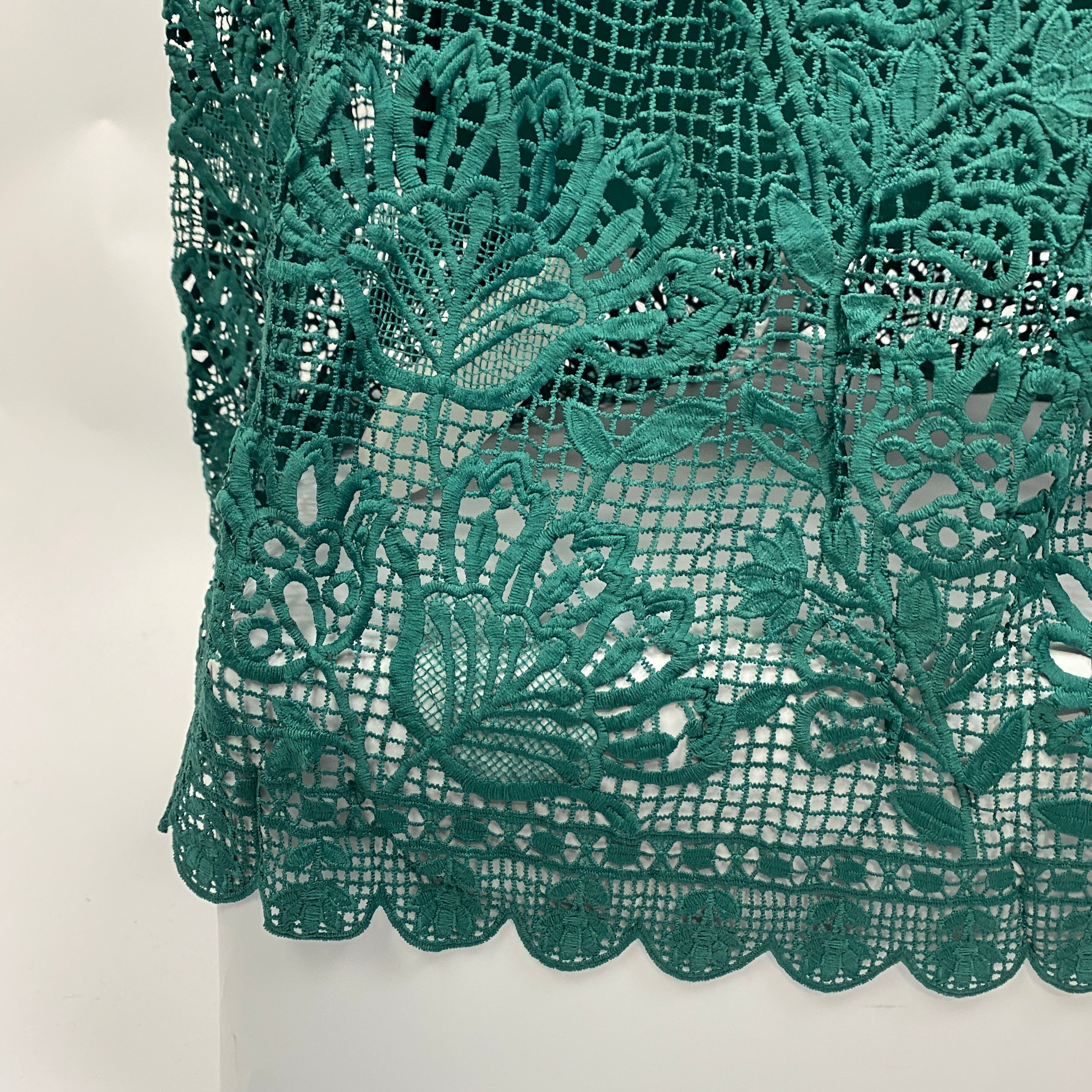 Farm Rio New £360 Emerald Guipure Maxi Dress XS