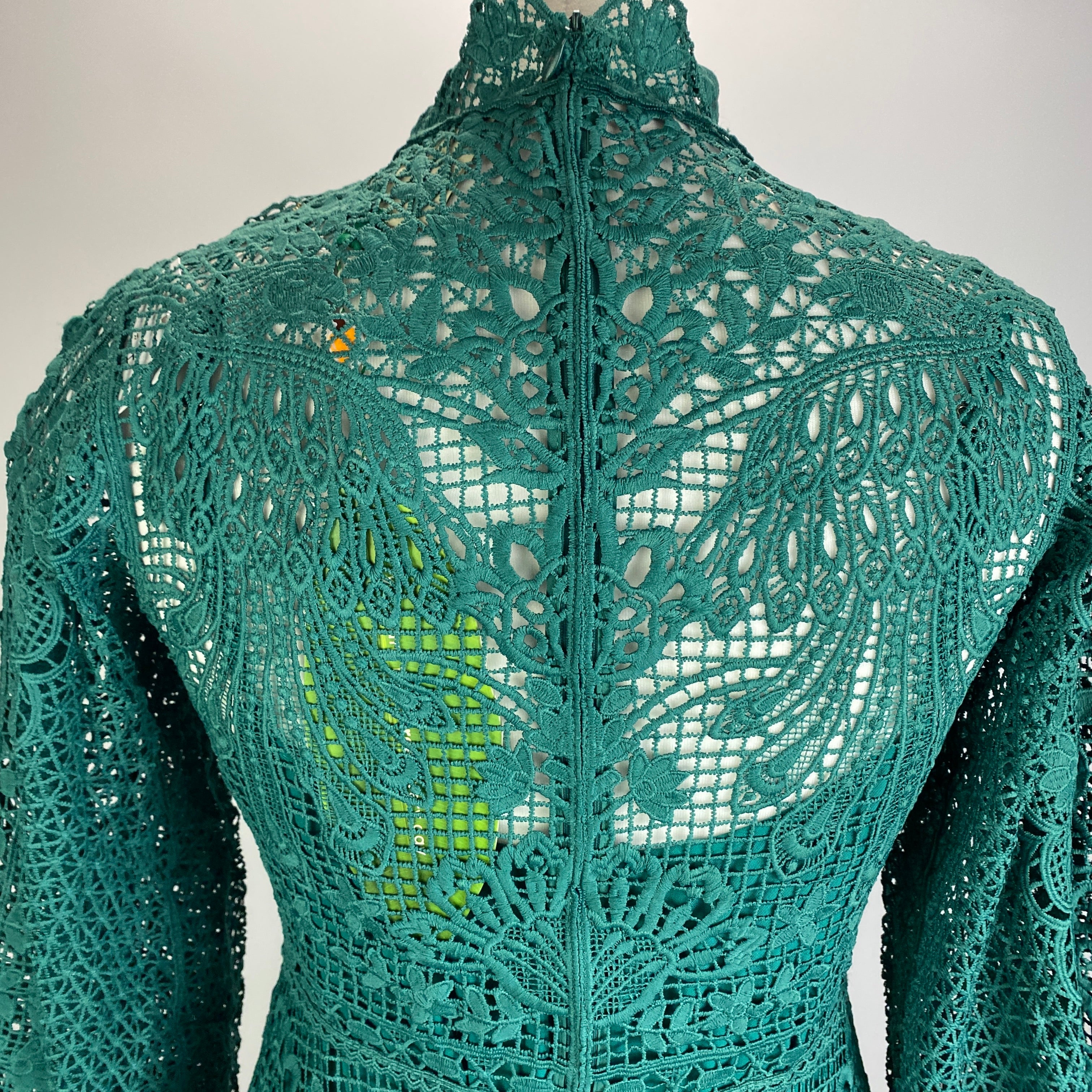 Farm Rio New £360 Emerald Guipure Maxi Dress XS