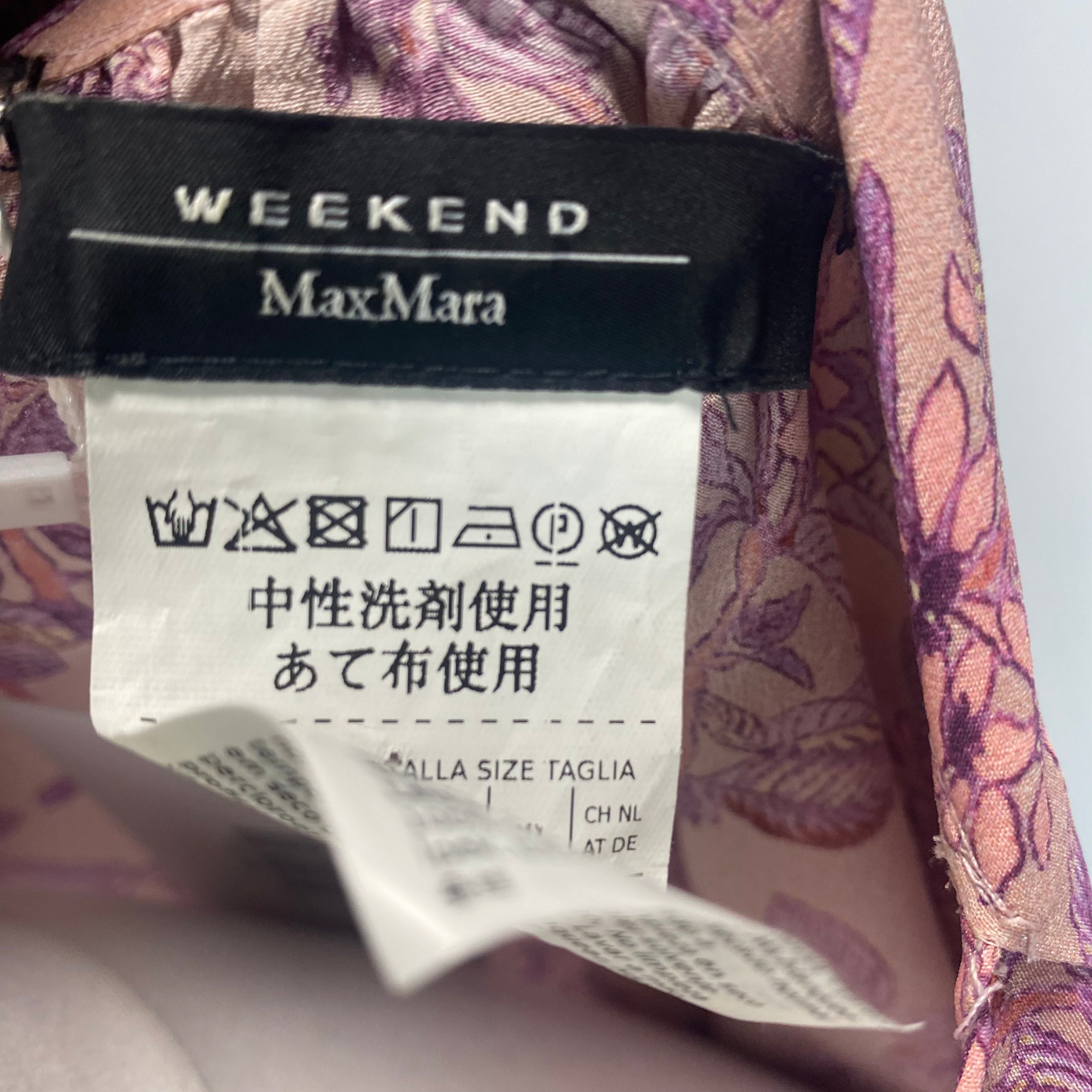 Weekend Max Max Mara Dusty Pink & Lilac Floral Silk Pussybow Blouse M