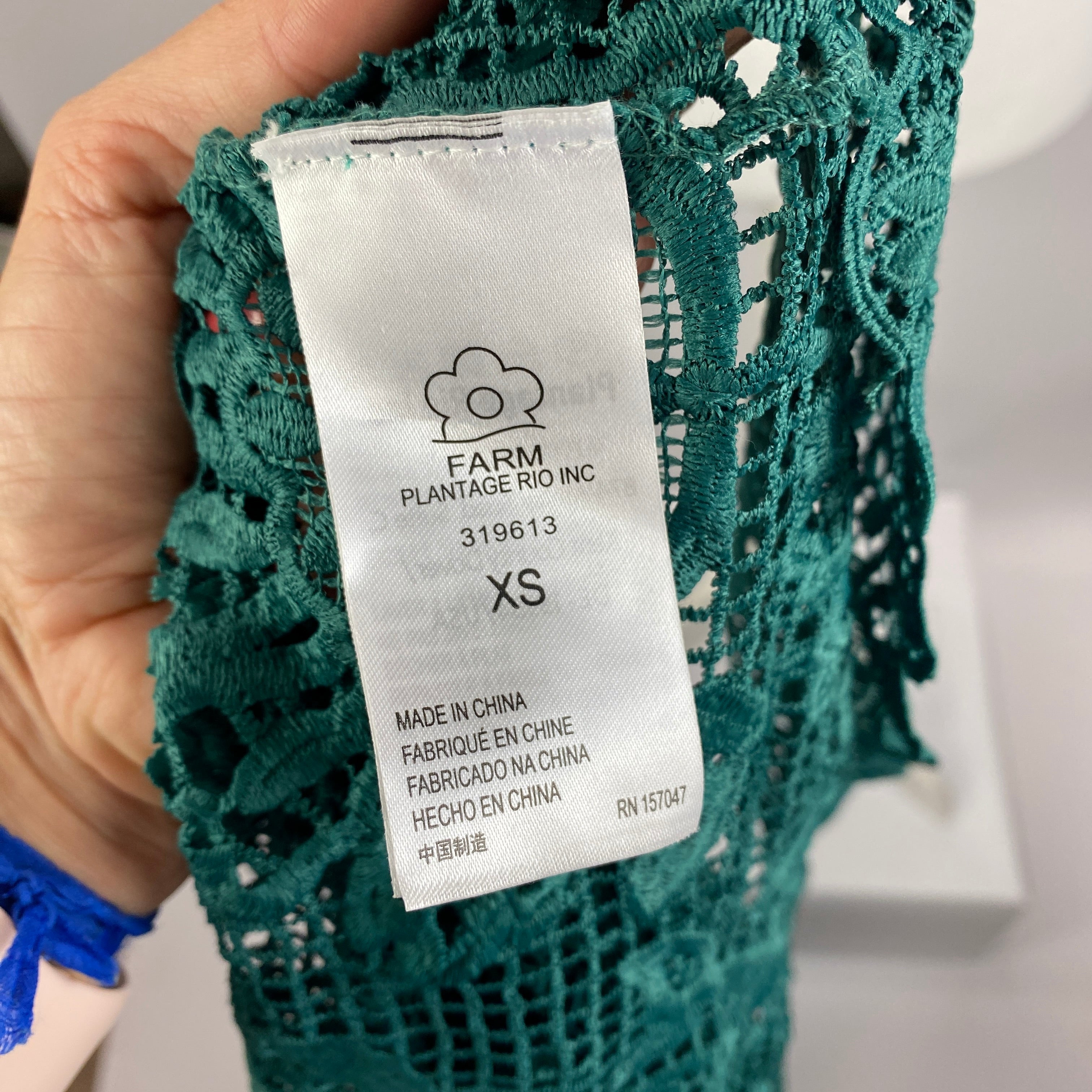 Farm Rio New £360 Emerald Guipure Maxi Dress XS