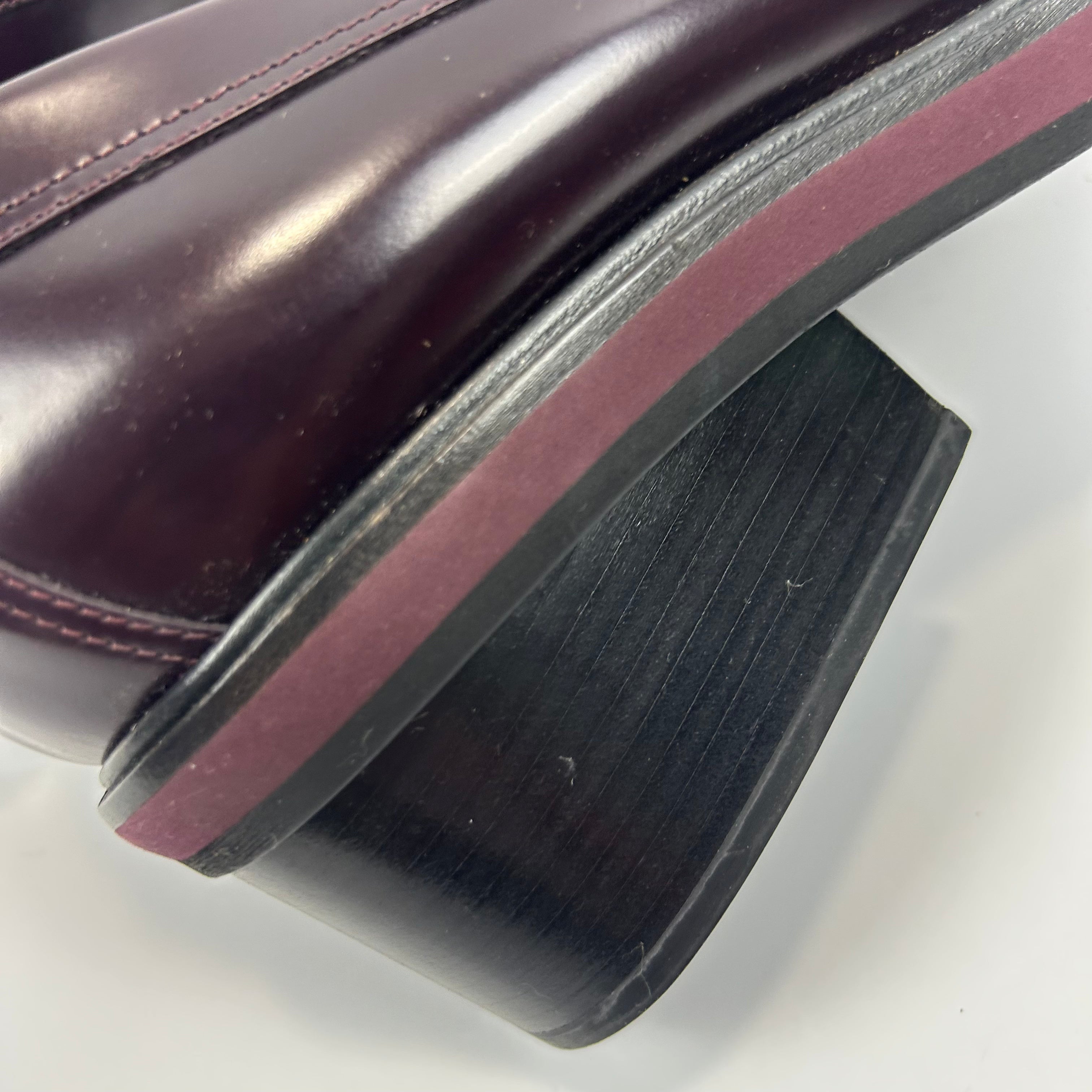 Hermes £820 Oxblood Leather Hour Block Heel Loafers 39
