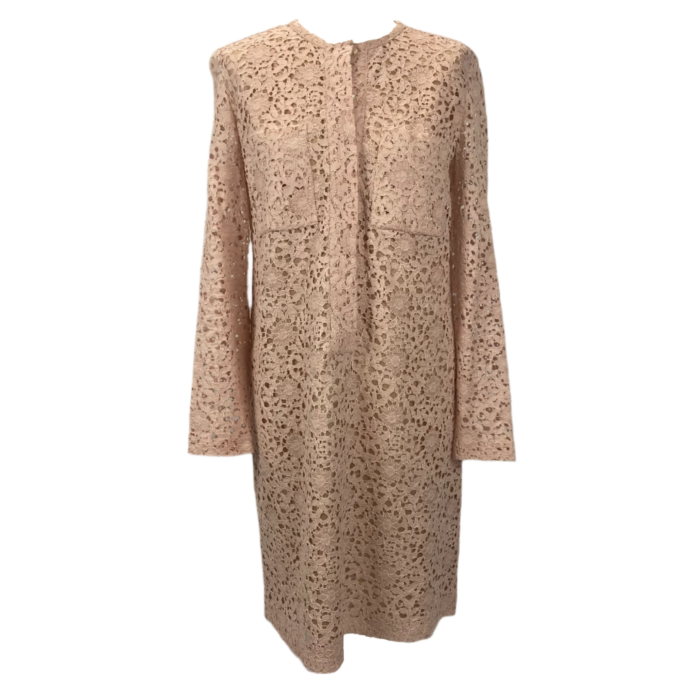 Victoria Beckham Nude Pink Lace Tunic Midi Dress L