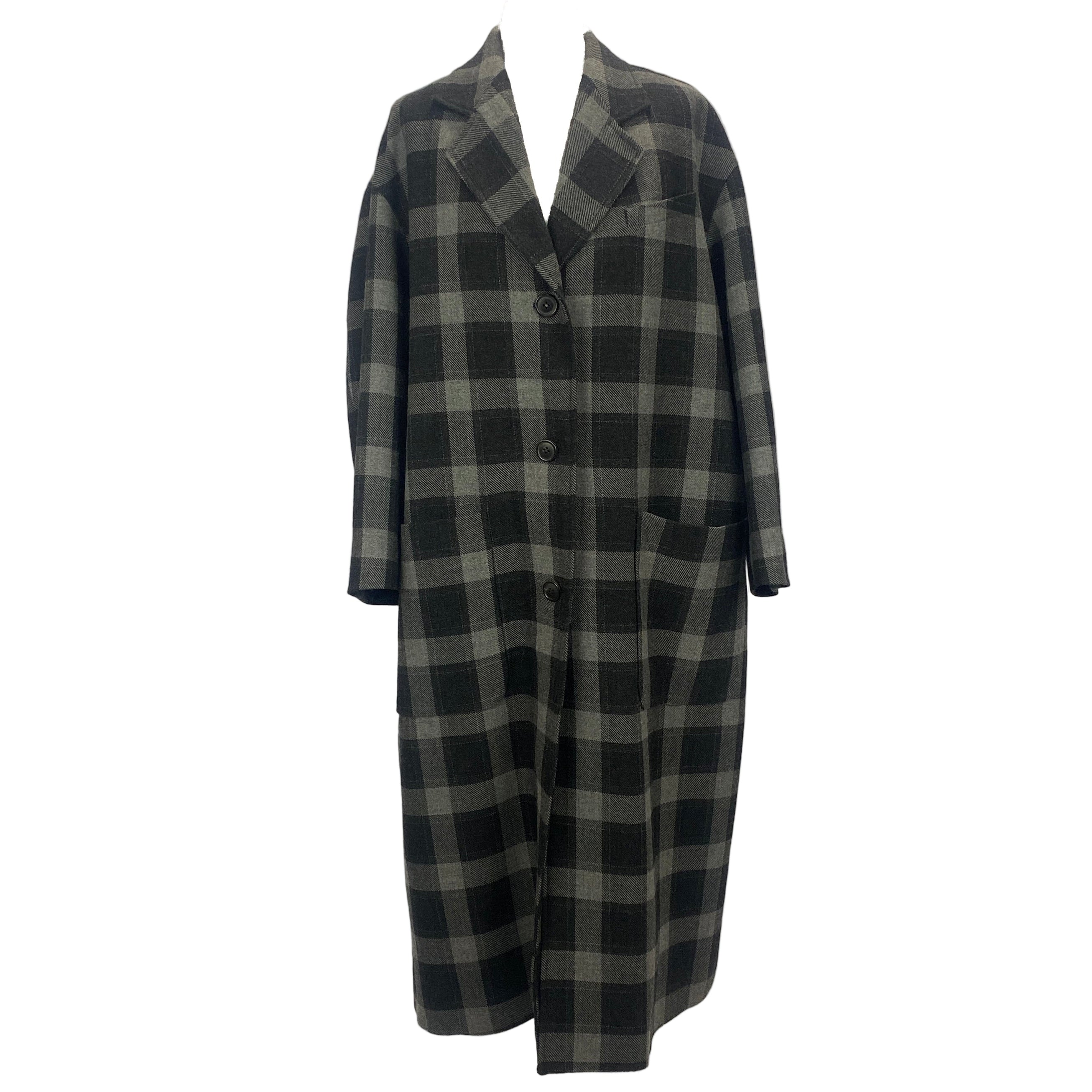 Isabel Marant Grey Check Wool Oversized Coat XS/S
