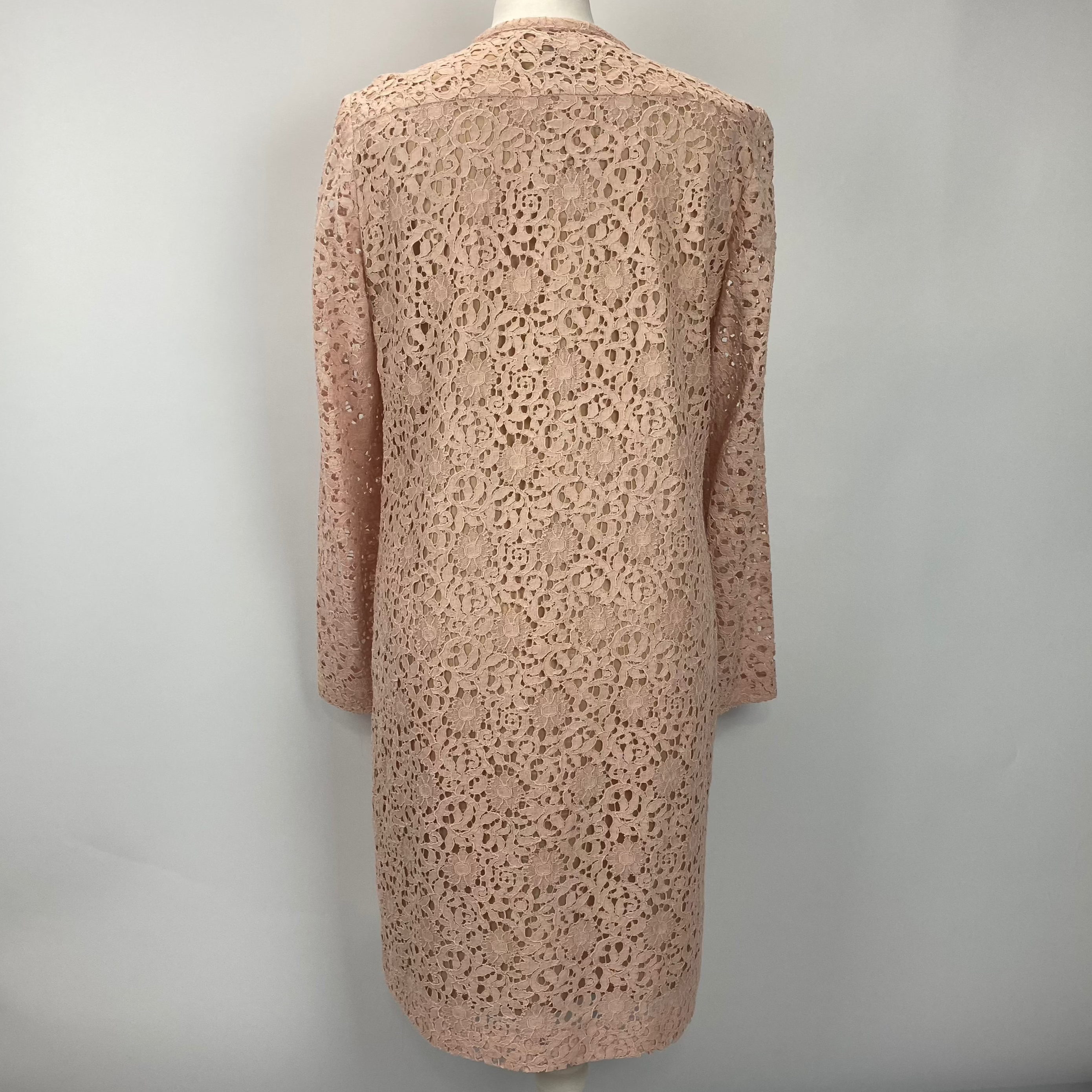 Victoria Beckham Nude Pink Lace Tunic Midi Dress L