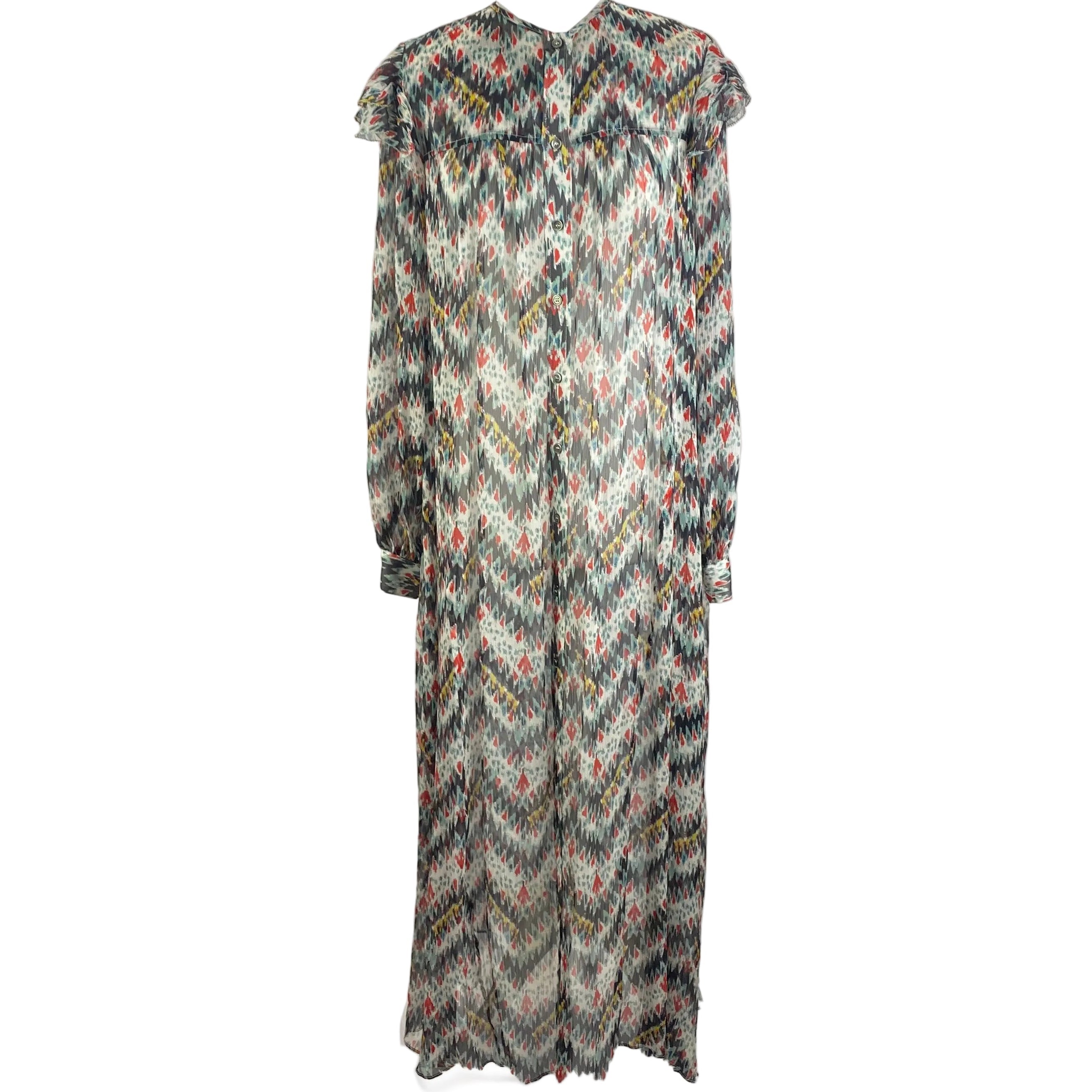 Isabel Marant Etoile New Ikat Print Silk Chiffon Maxi Dress XXS/XS