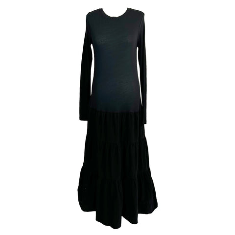 Me&Em Black Cotton Tiered Skirt Maxi Dress XS