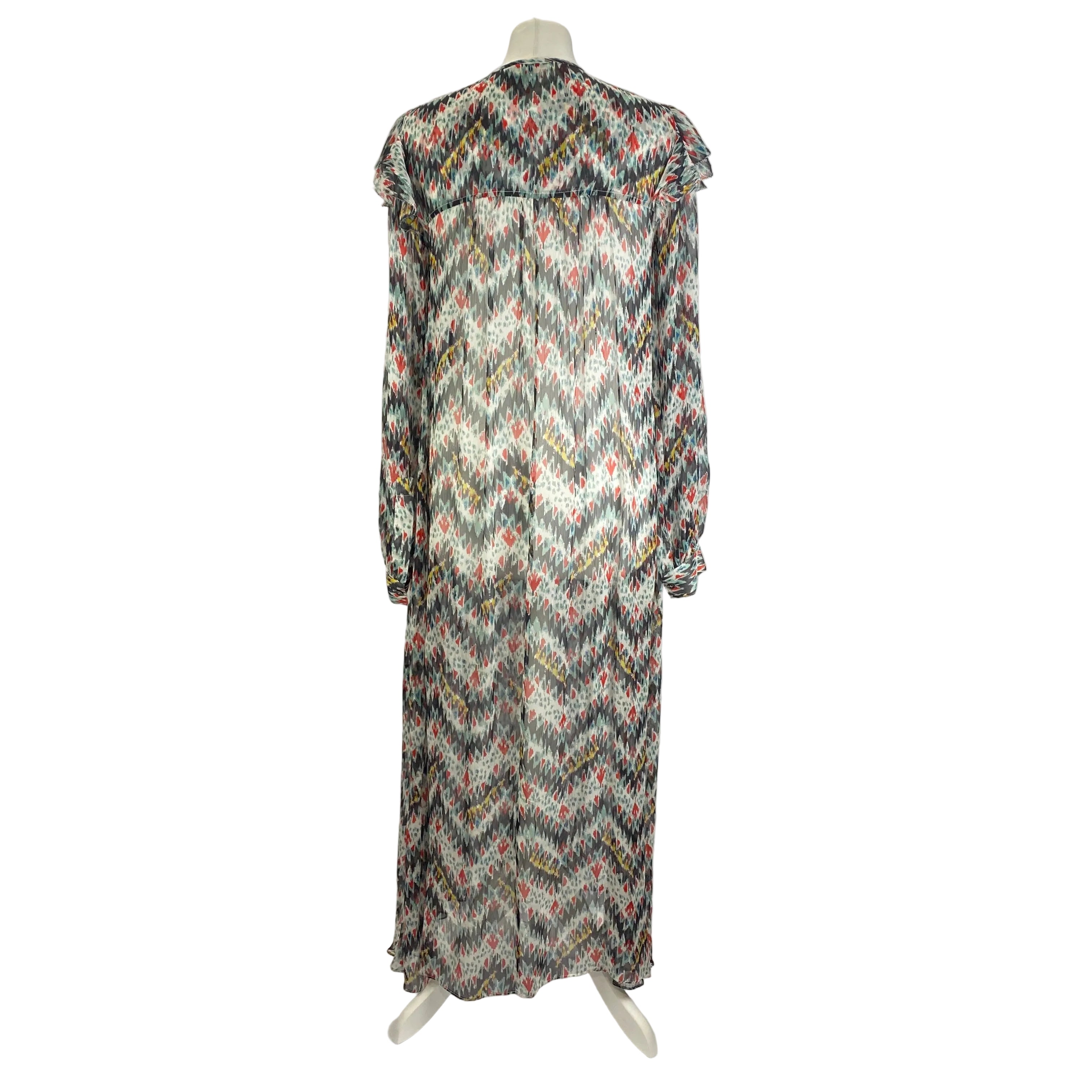 Isabel Marant Etoile New Ikat Print Silk Chiffon Maxi Dress XXS/XS
