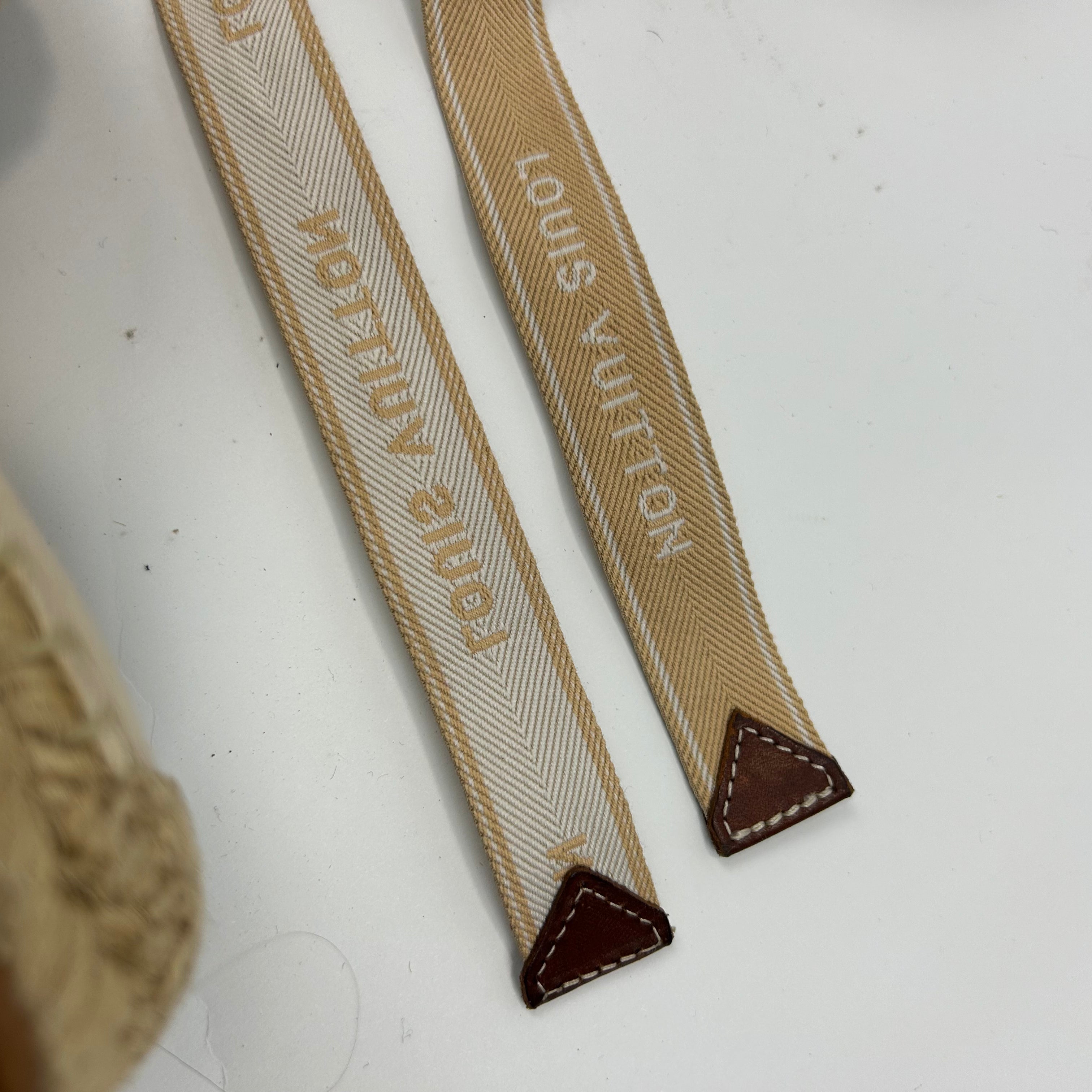 Louis Vuitton Cream Cotton Ankle Tie Espadrille Flats 37