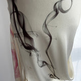 Alexander McQueen SS 2009 Smoke Print Oyster Silk Drape Gown XXS
