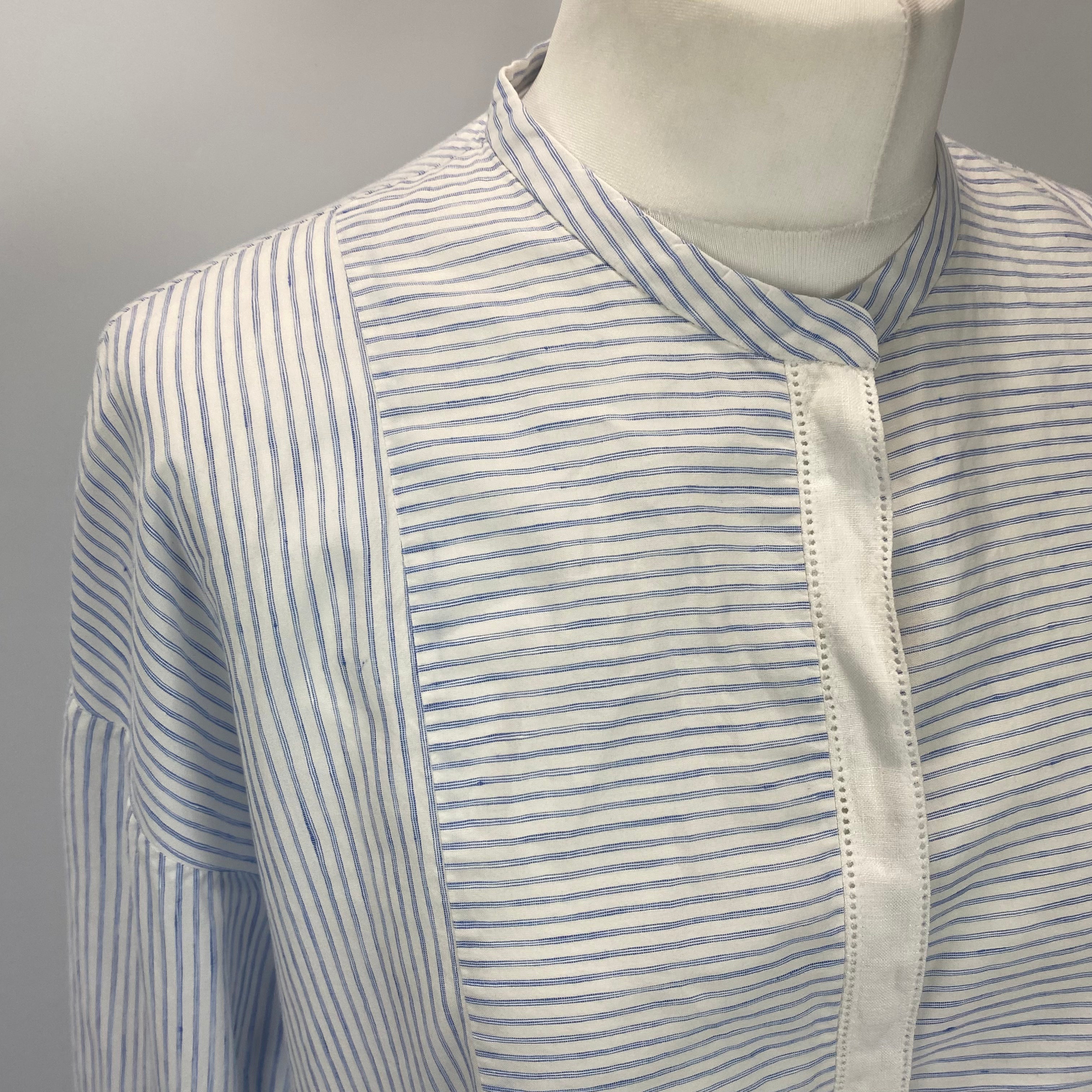Loro Piana £1600 Blue & White Pinstripe Linen & Cotton Tunic XXL