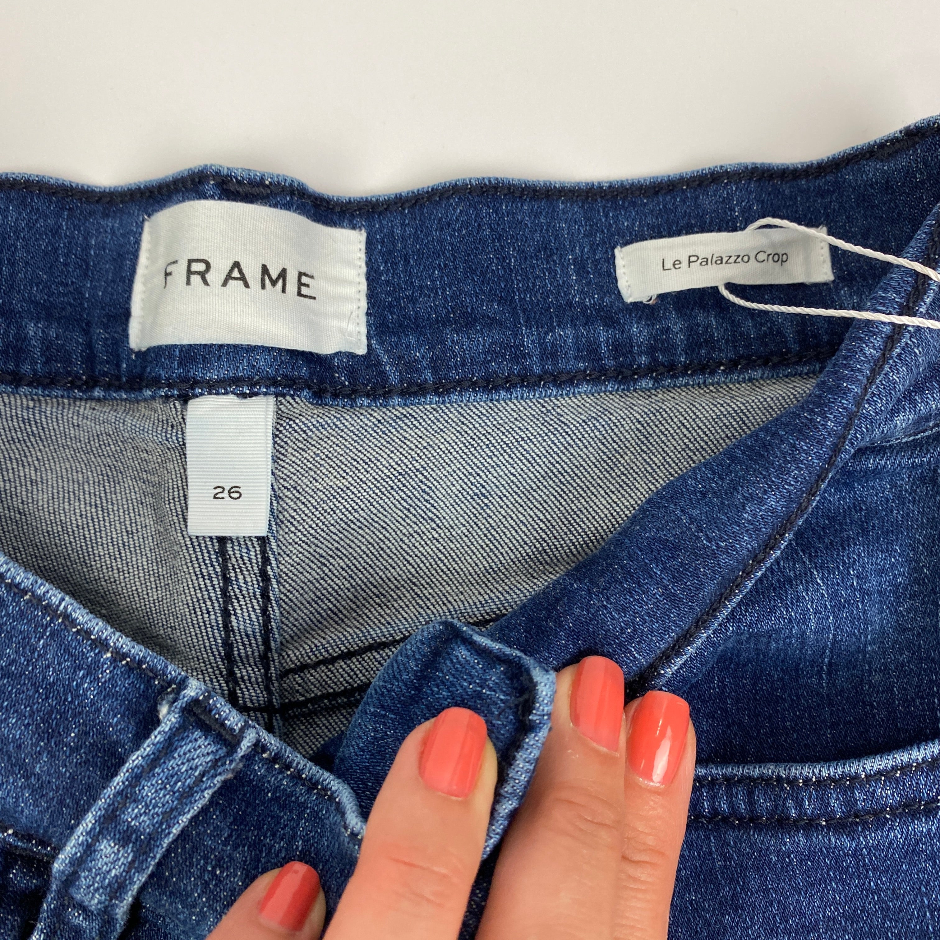 Frame £270 Vintaged Blue Le Palazzo Crop Jeans 26