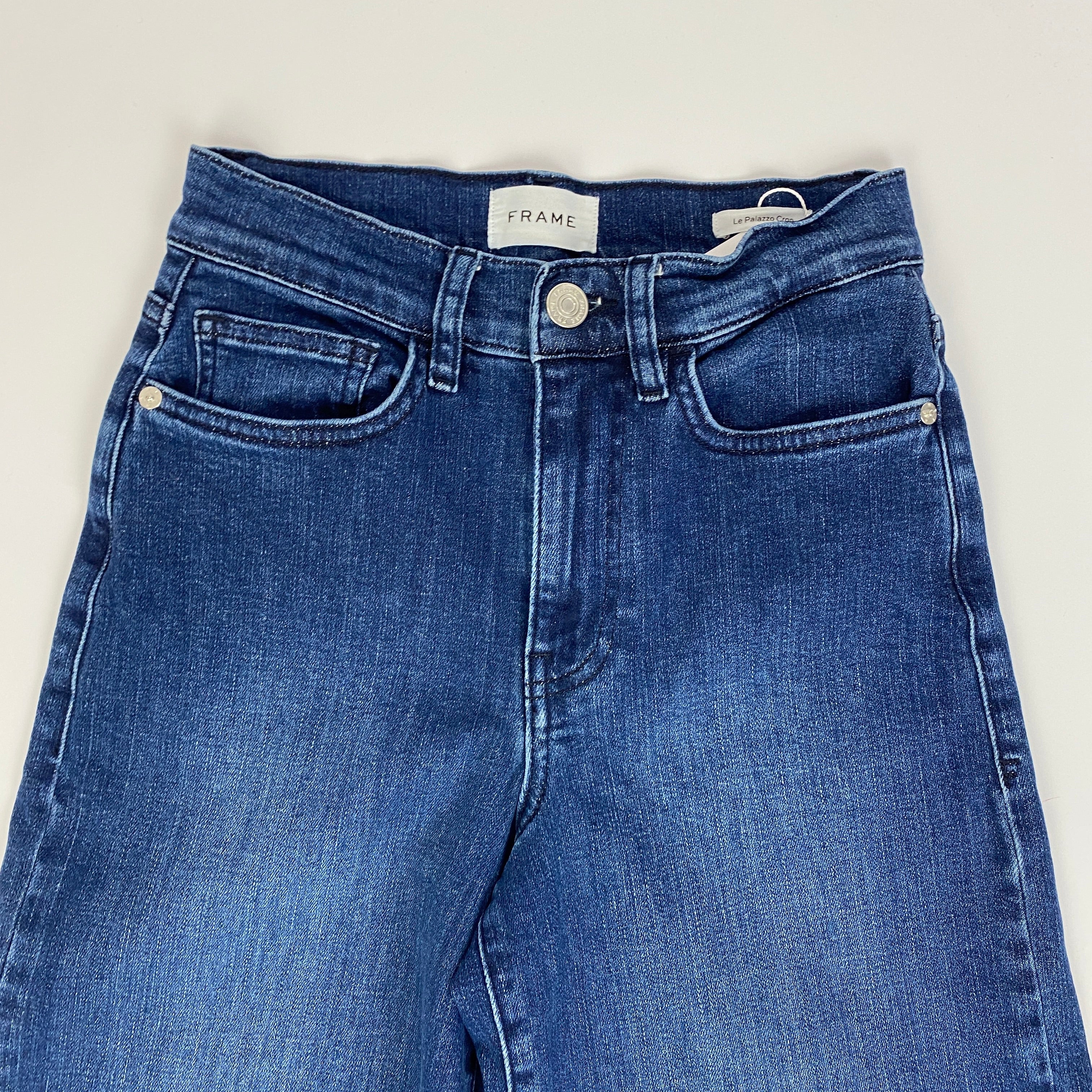 Frame £270 Vintaged Blue Le Palazzo Crop Jeans 26