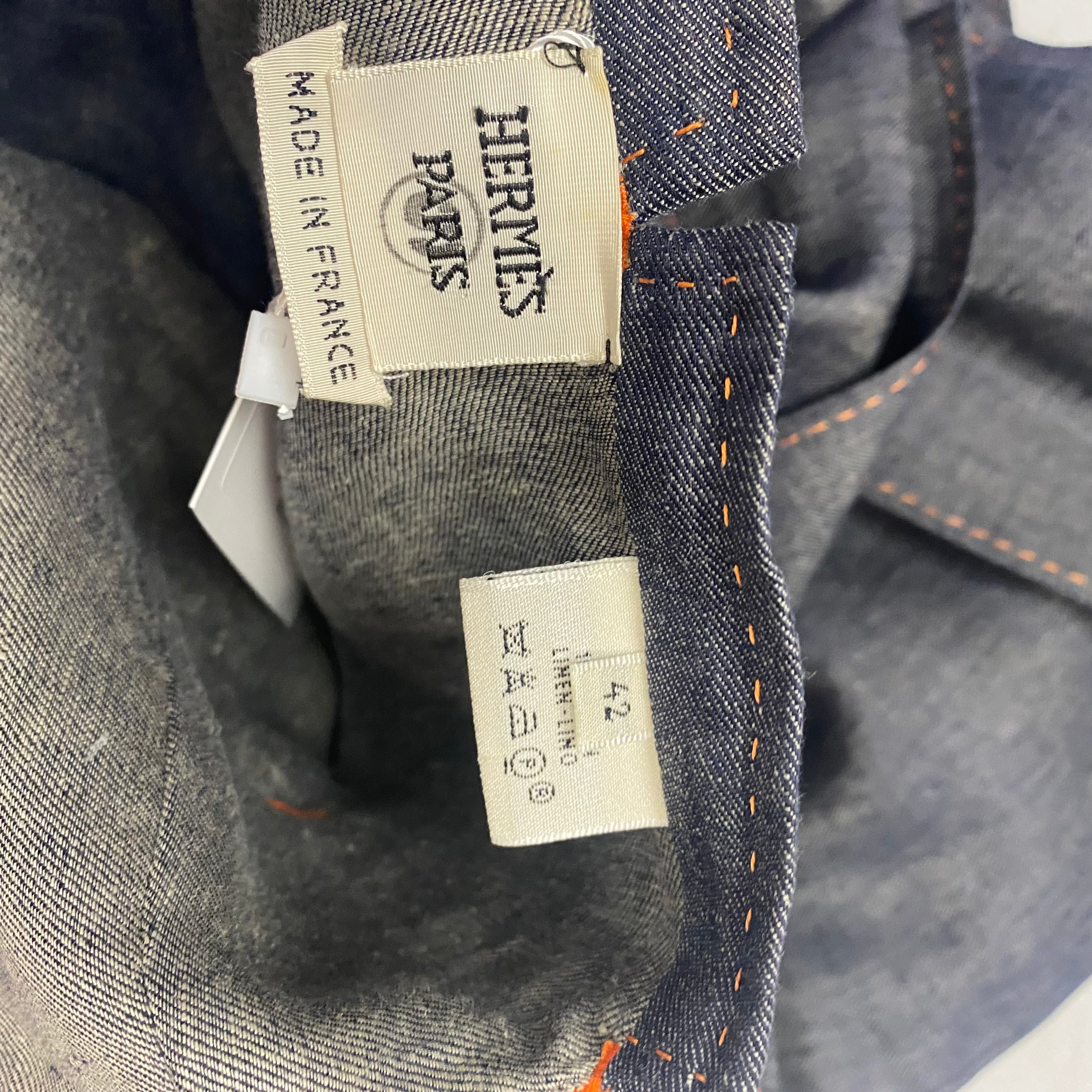 Hermes Indigo Linen Pleat Midi Skirt XL