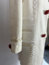 Louis Vuitton Cream Cotton Coat with Ricrac Detail & Red Buttons M