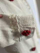 Louis Vuitton Cream Cotton Coat with Ricrac Detail & Red Buttons M