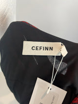 Cefinn Red & Black Crinkle Chiffon Shirt Dress L
