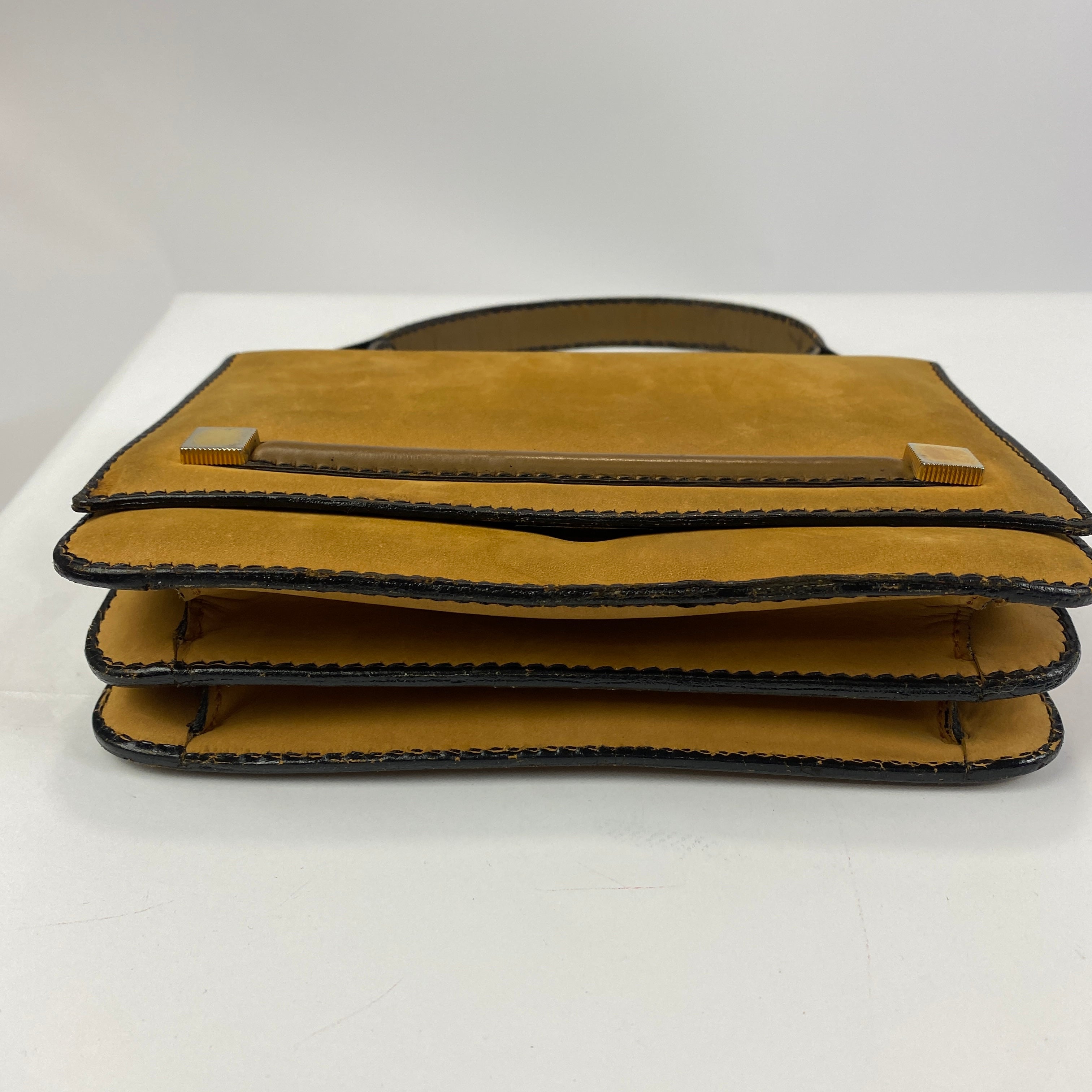 Loewe Camel Suede Flap Front Vintage Handbag