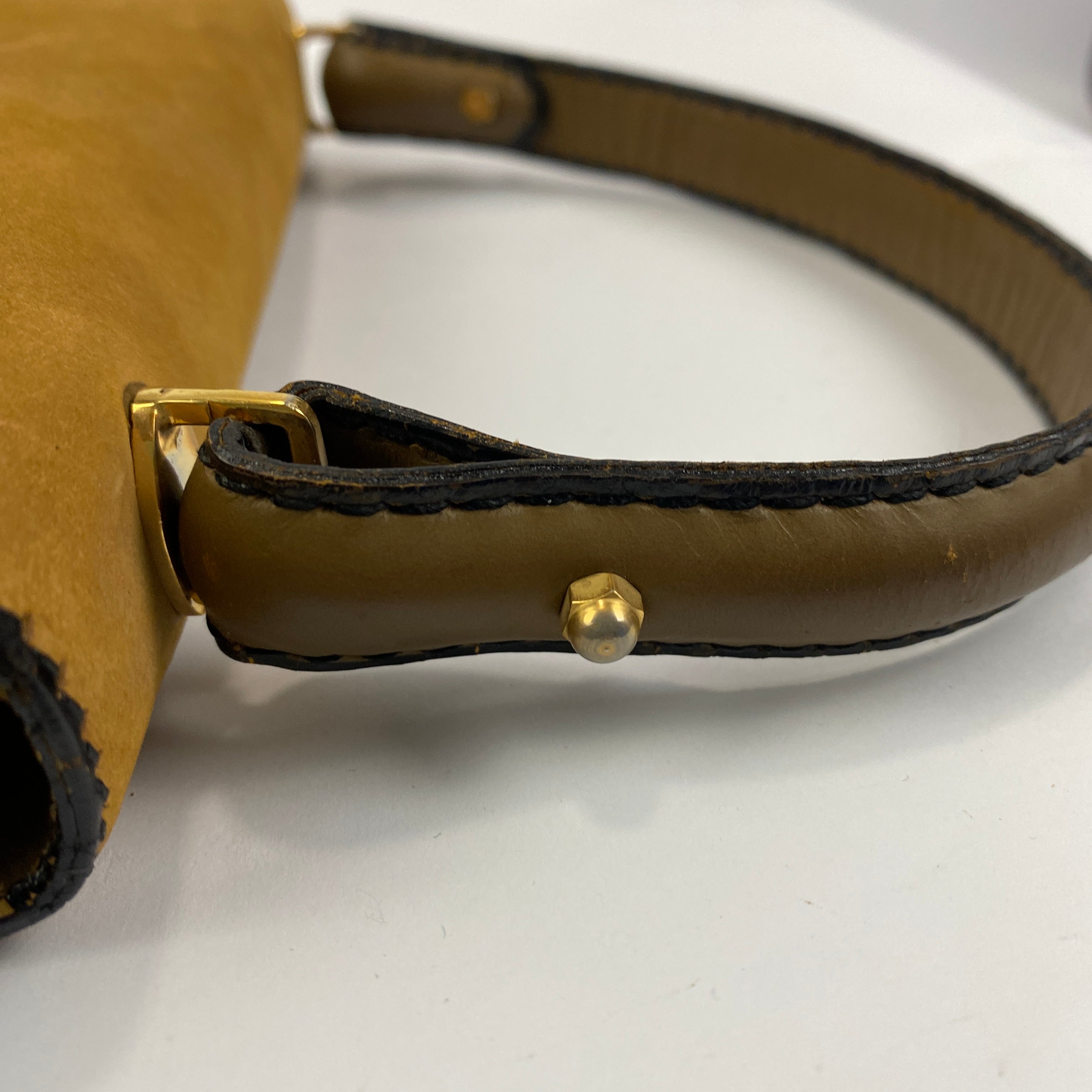Loewe Camel Suede Flap Front Vintage Handbag
