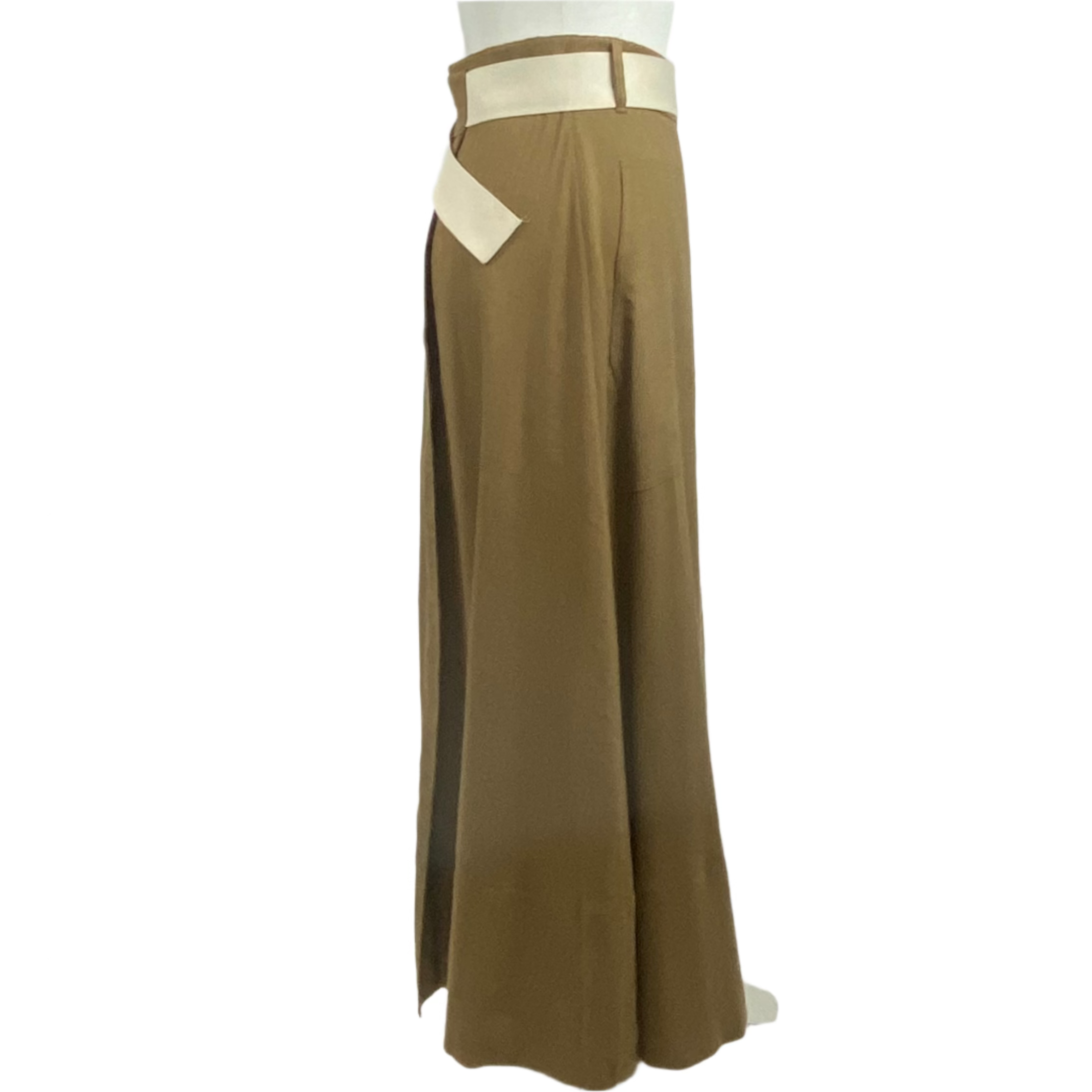 Tibi Sand Linen Mix Wrap Maxi Skirt XS
