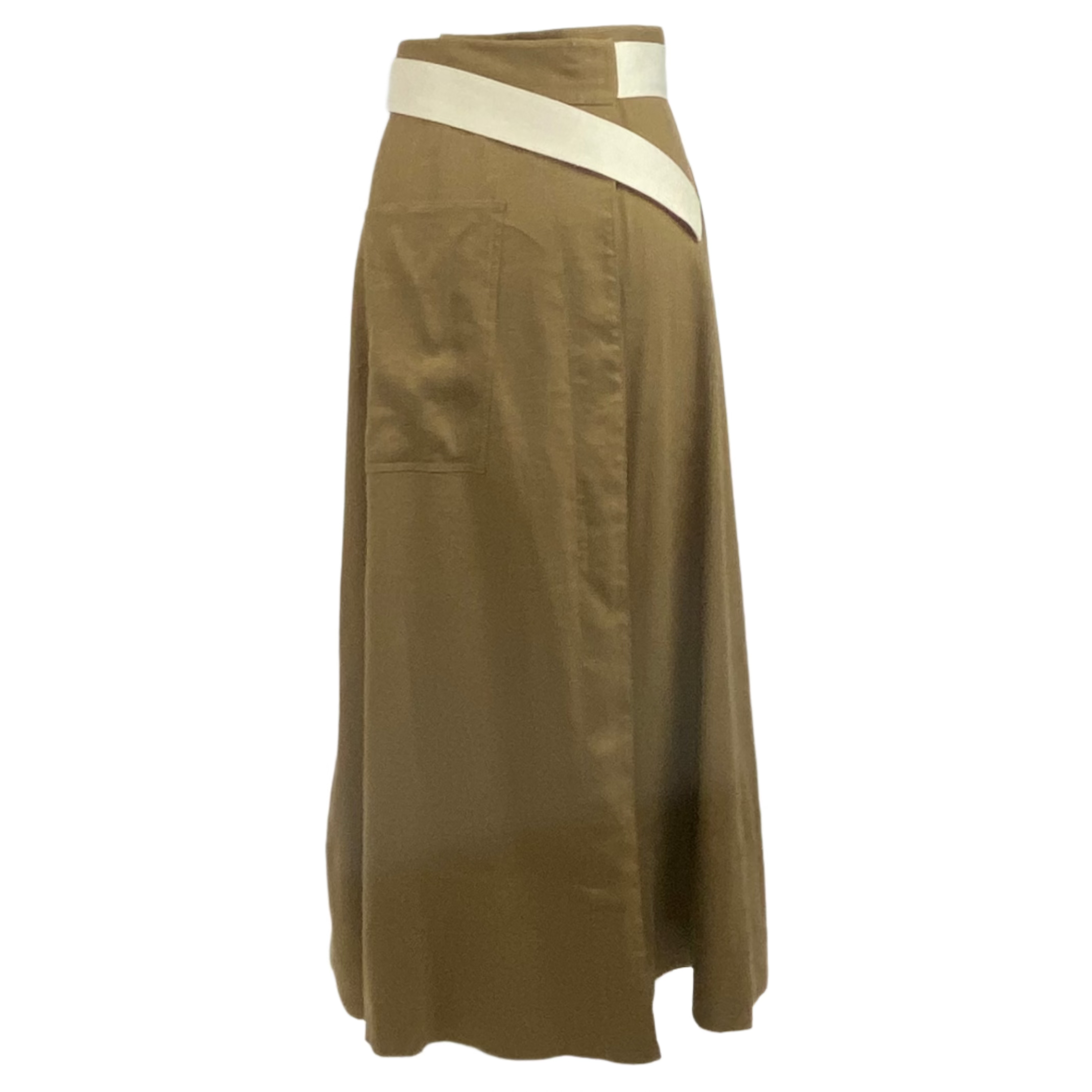 Tibi Sand Linen Mix Wrap Maxi Skirt XS