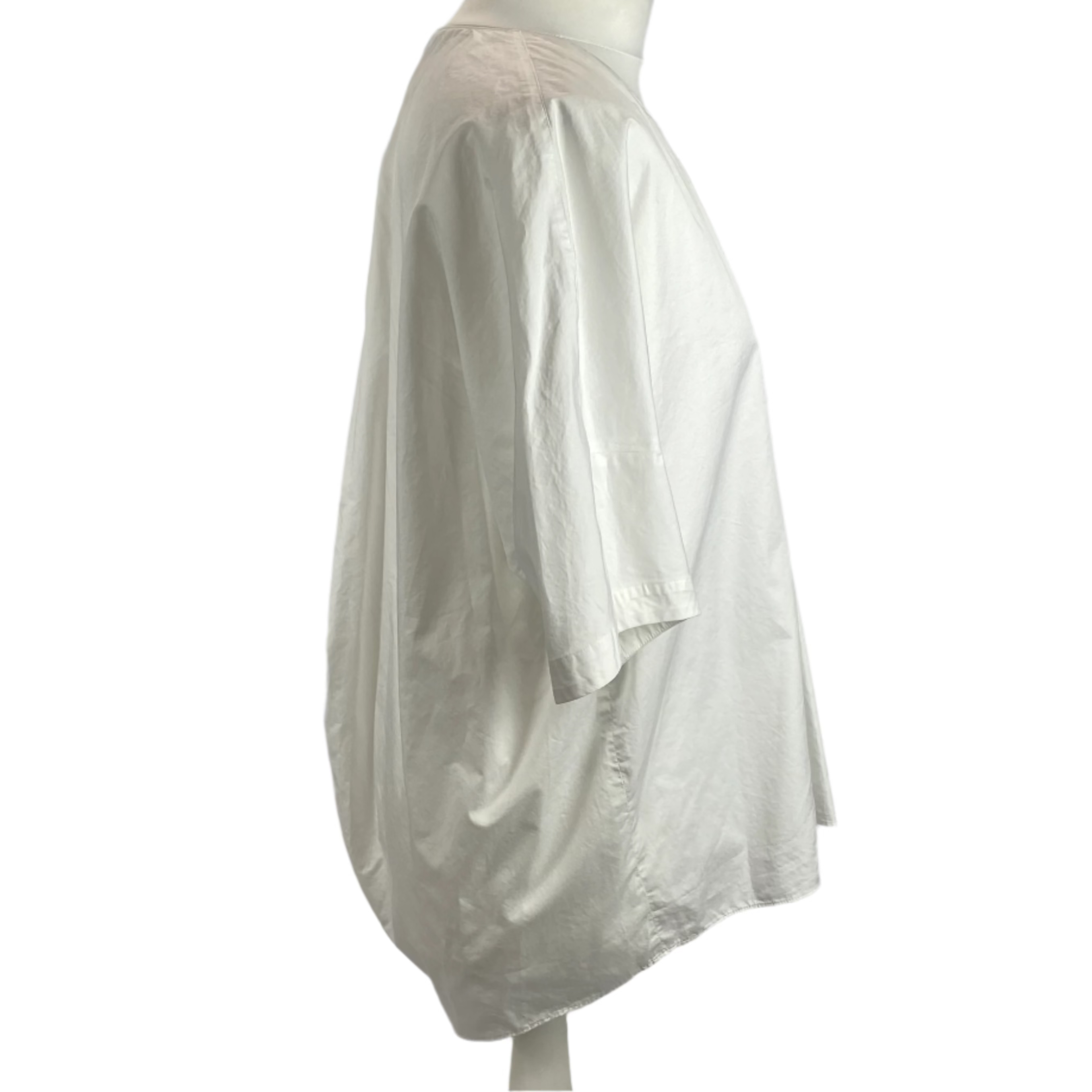 Tibi Crisp White Poplin Cotton V Neck Top S/M