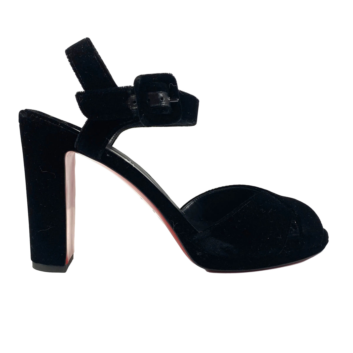 Christian Louboutin New £945 Black Velvet Cora 100 Sandals 40