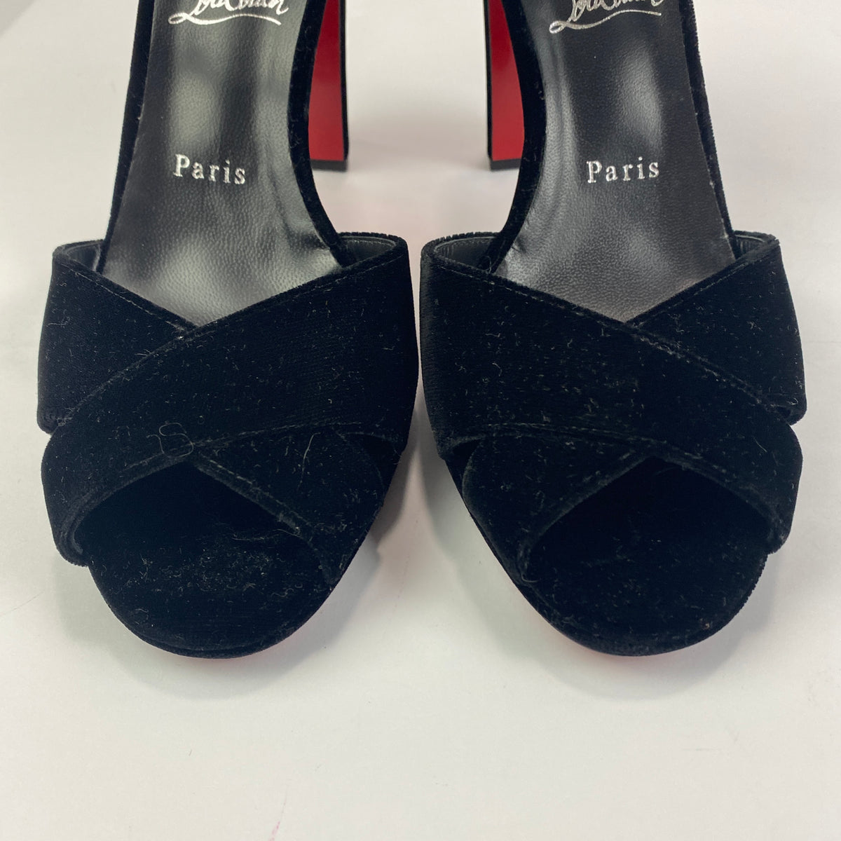 Christian Louboutin New £945 Black Velvet Cora 100 Sandals 40