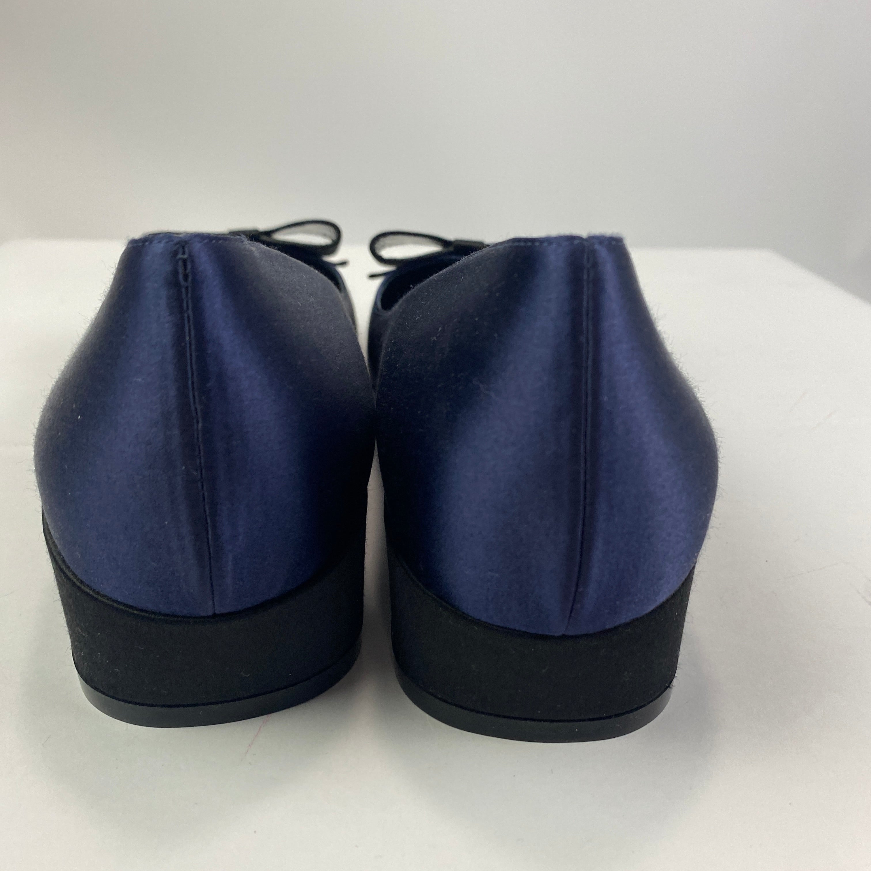 Fabrizio Viti New £440 Navy & Black Silk Bow Pumps 41