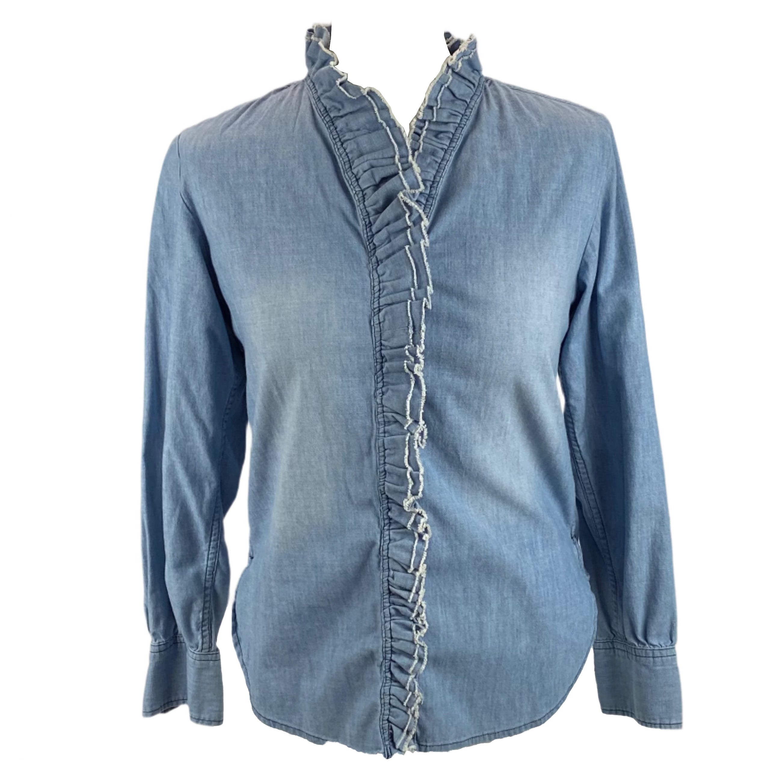 Isabel Marant Etoile Ruffle Trimmed Denim Shirt XS