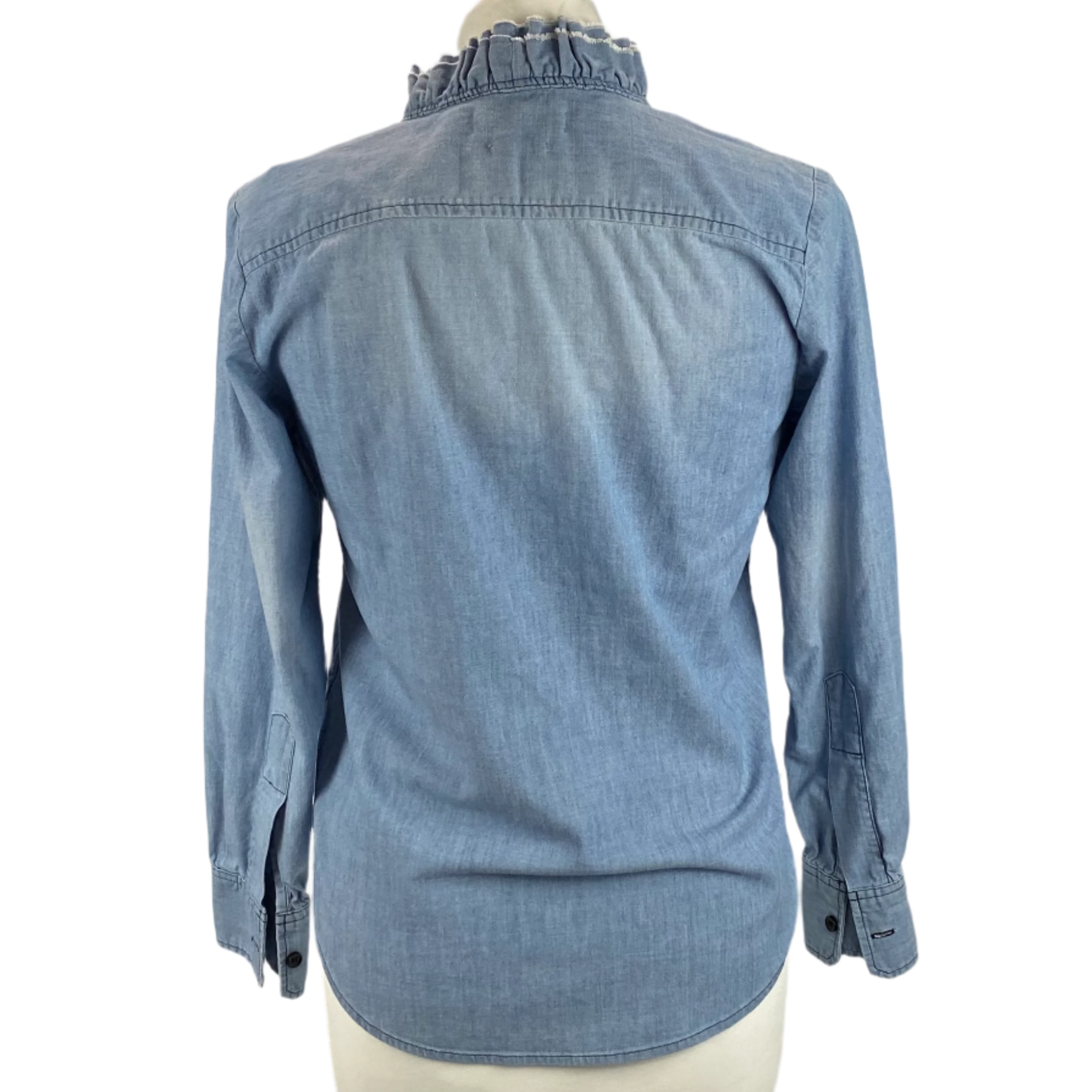 Isabel Marant Etoile Ruffle Trimmed Denim Shirt XS